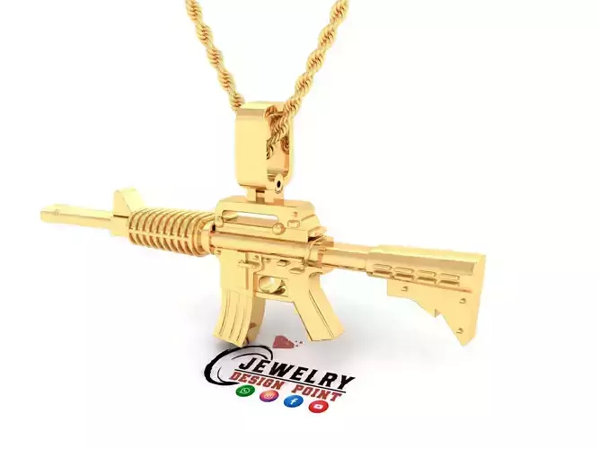 Custom M16 Gun Plain Pendant - Weapon Necklace