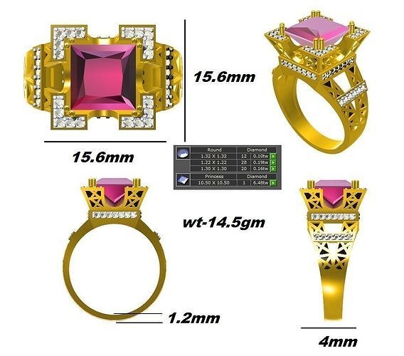 jents ring stone 3D print model