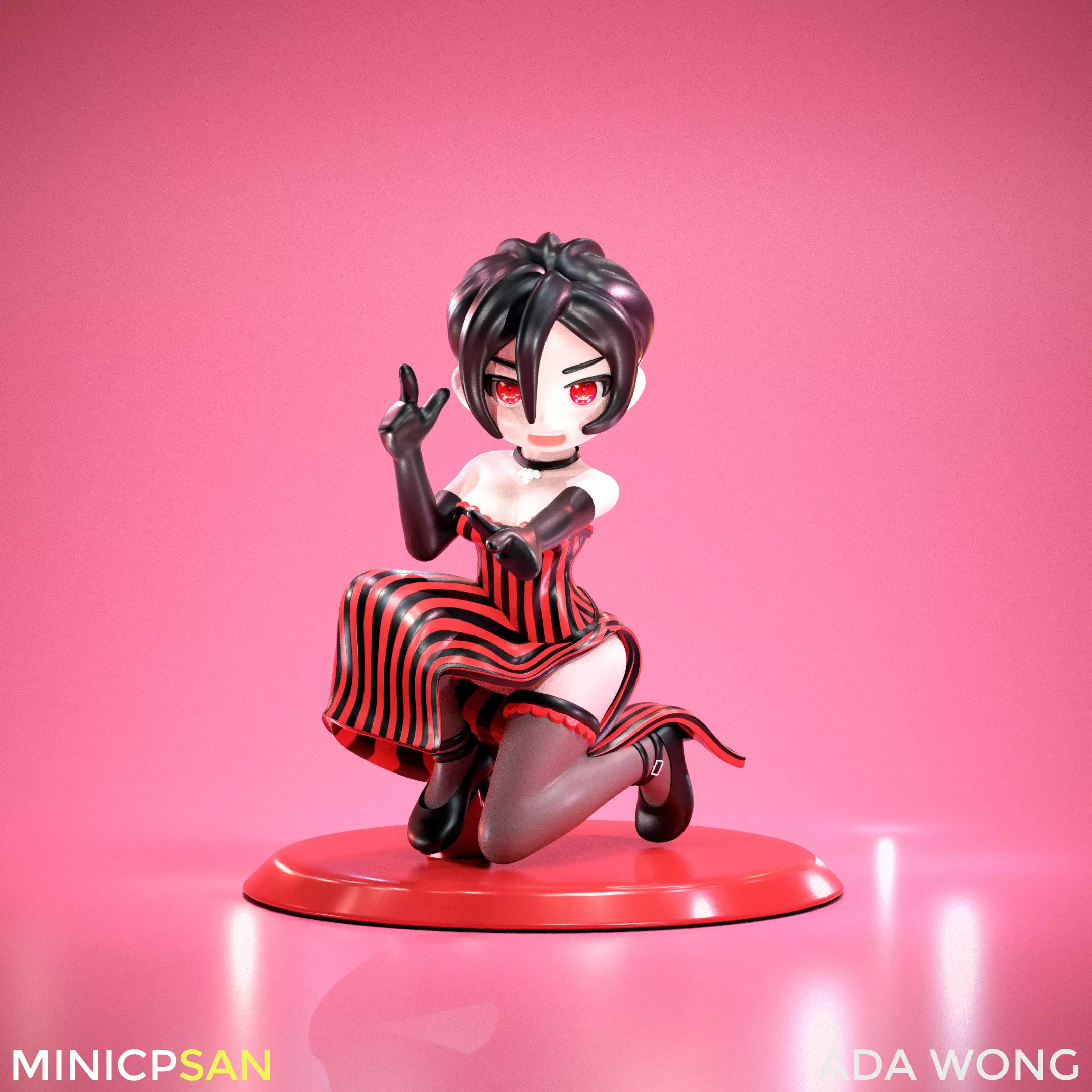 Mini Ada Wong Dress Outfit 02 - Resident Evil Game Figure 3D print model