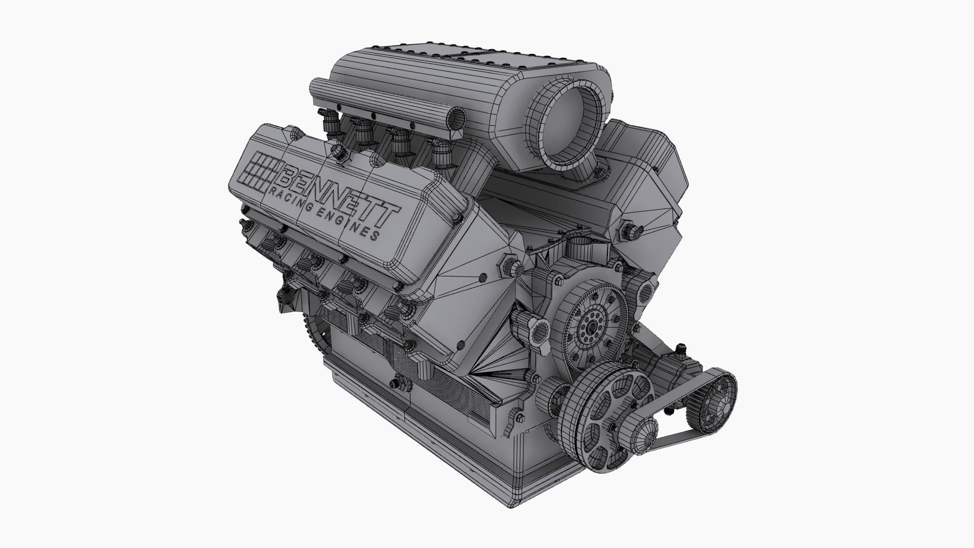 Ford SmallBlock Bennett Racing engine Low-poly 3D model_12