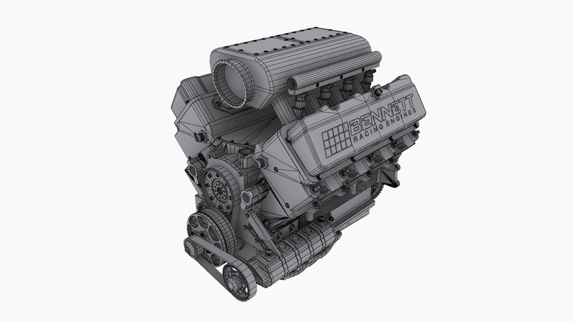 Ford SmallBlock Bennett Racing engine Low-poly 3D model_14