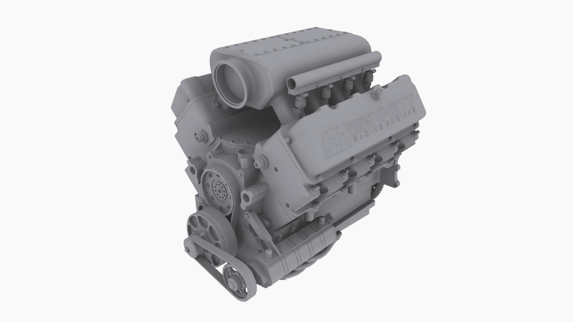 Ford SmallBlock Bennett Racing engine Low-poly 3D model_10