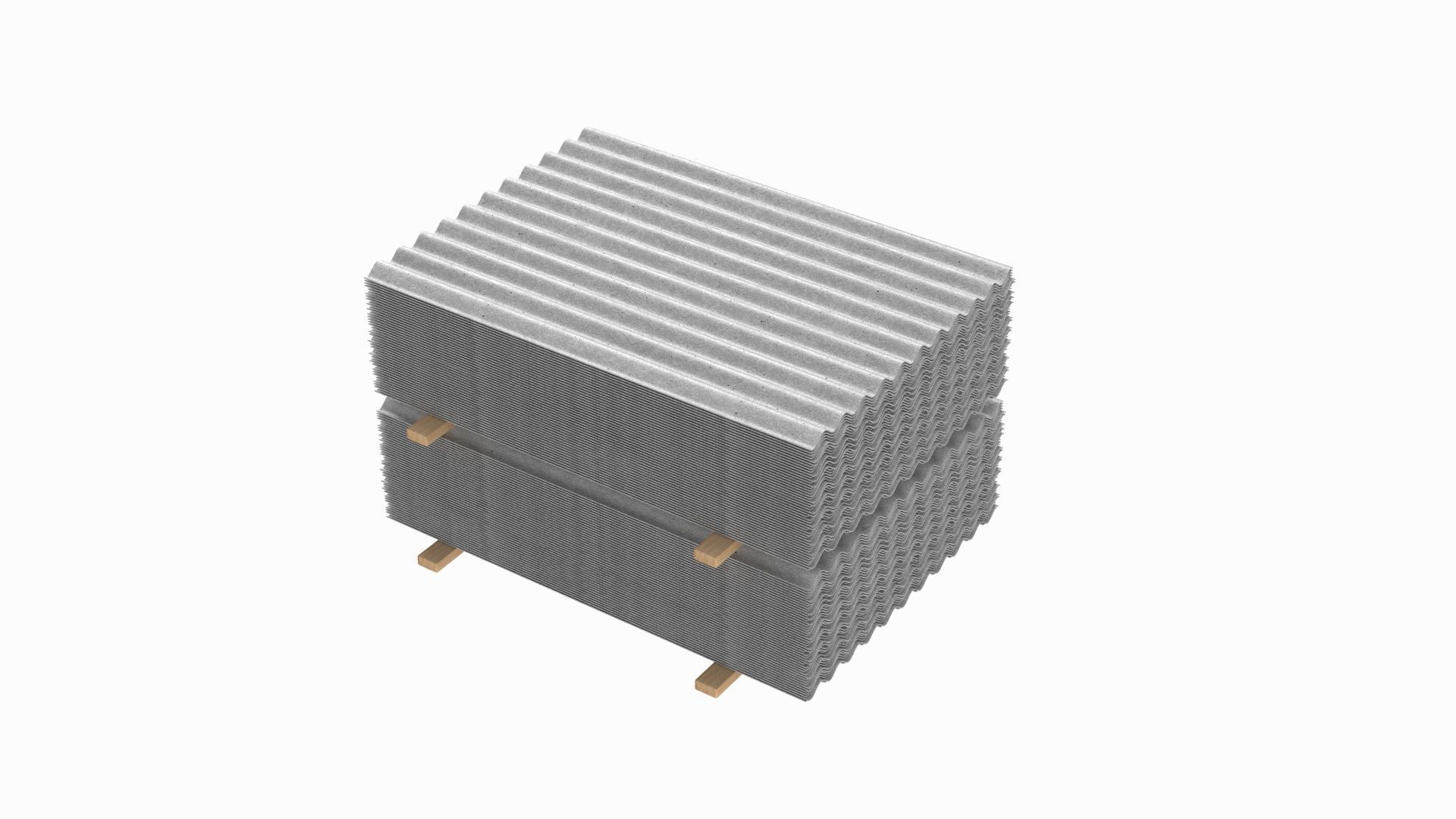 Concrete Roof Tiles On Wood Planks 3D model_4