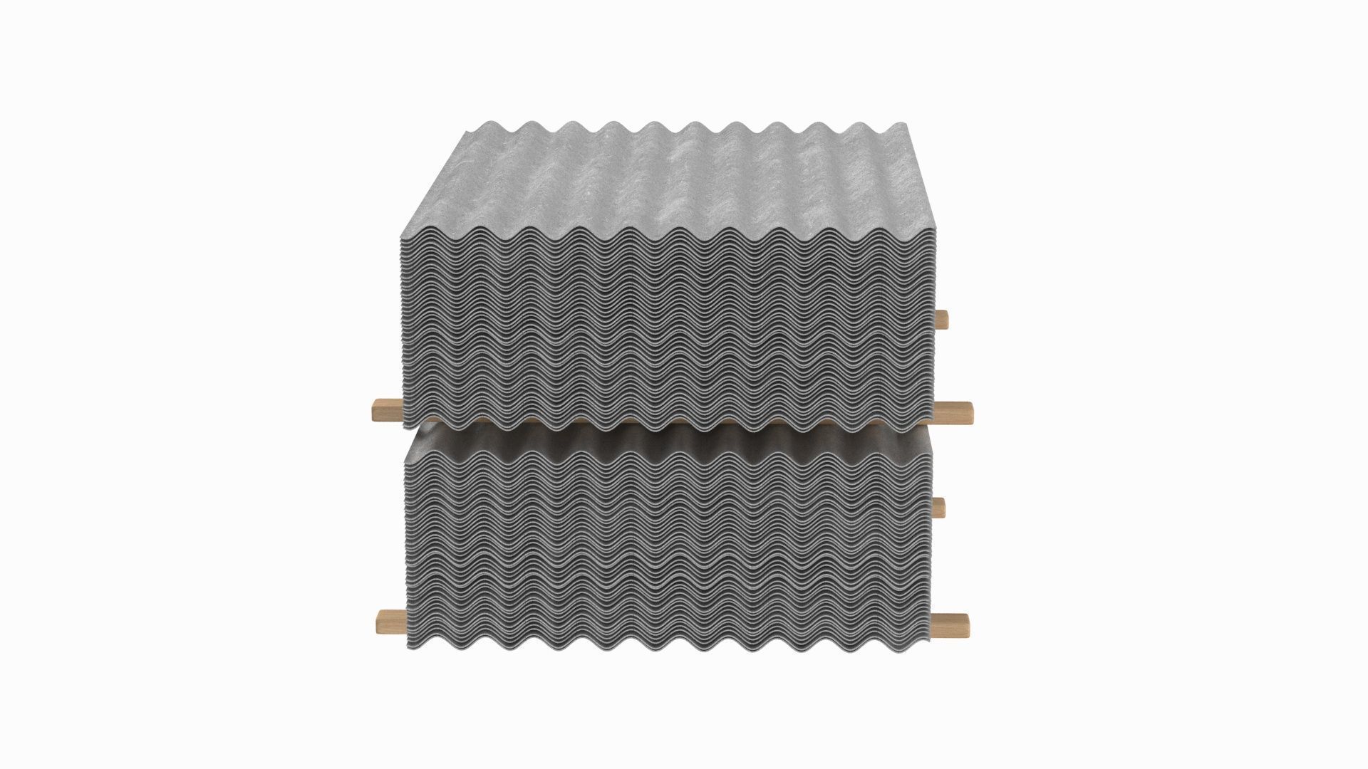 Concrete Roof Tiles On Wood Planks 3D model_2