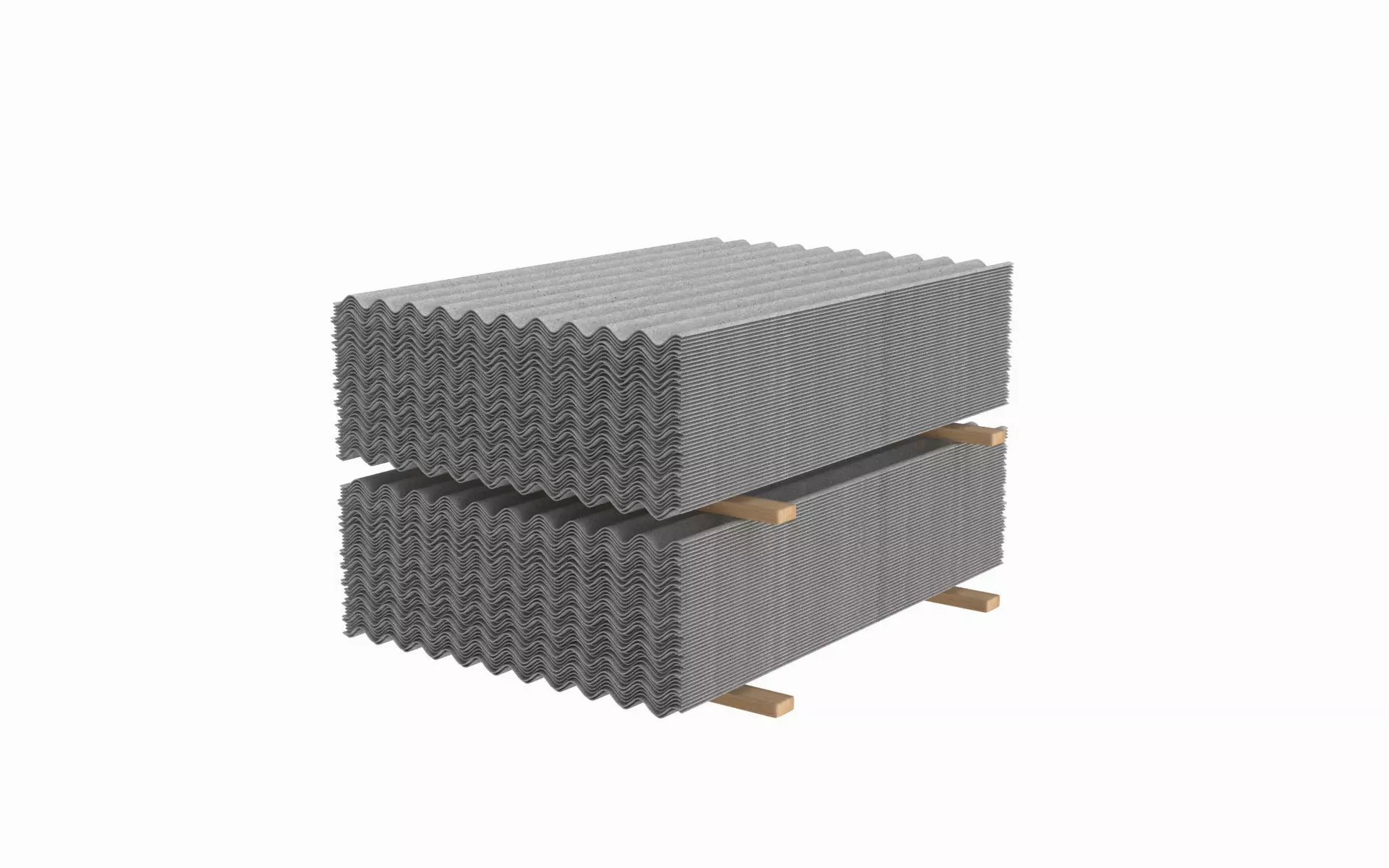 Concrete Roof Tiles On Wood Planks 3D model_0