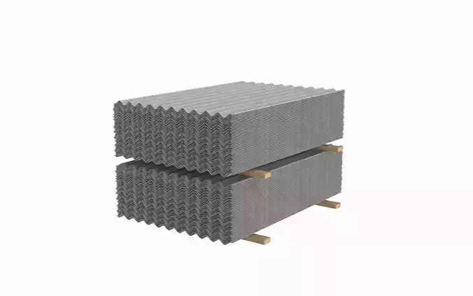 Concrete Roof Tiles On Wood Planks 3D model