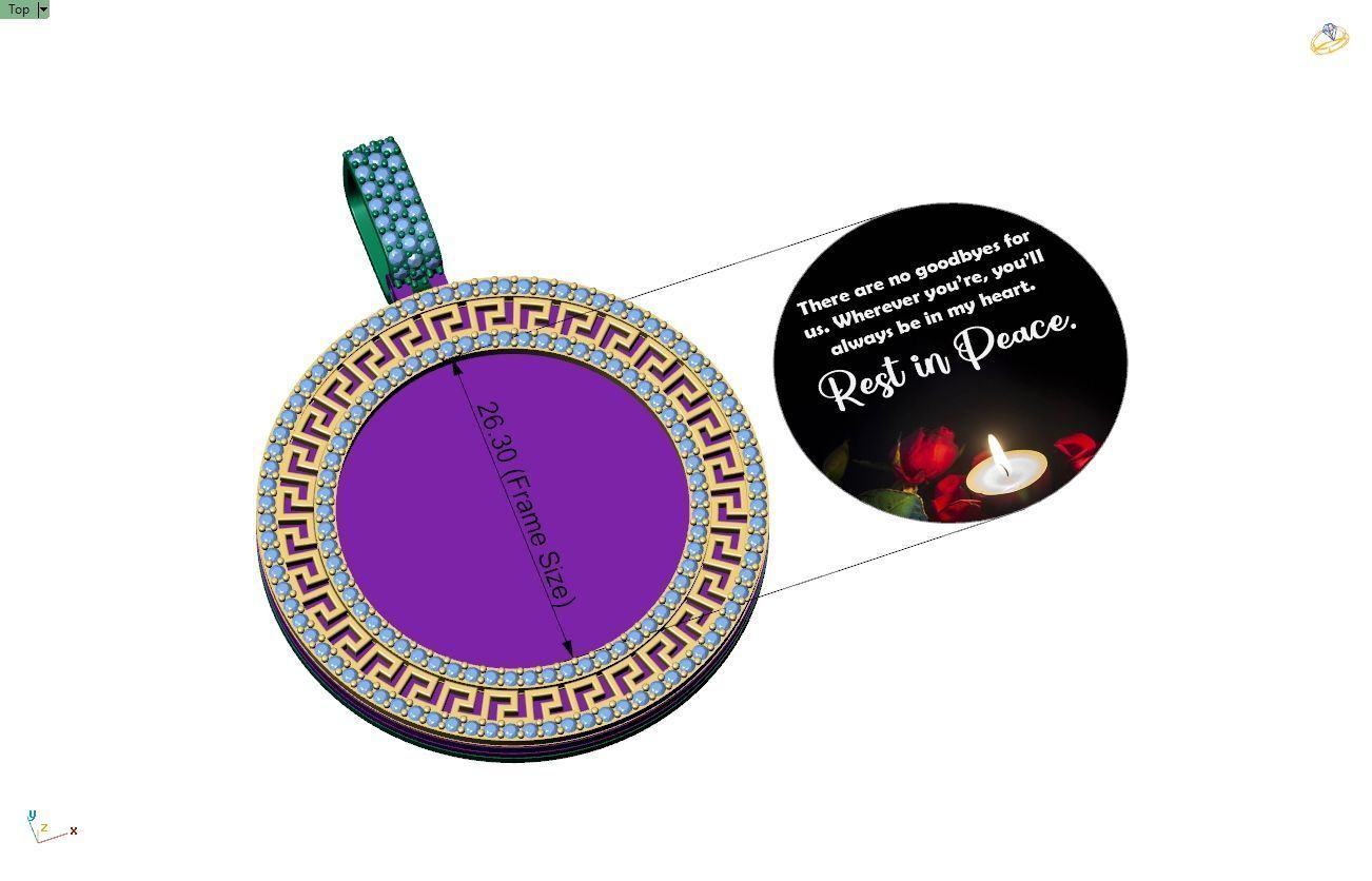 Custom  Picture Pendant  - Memory Picture diamond Necklace   3D print model_9