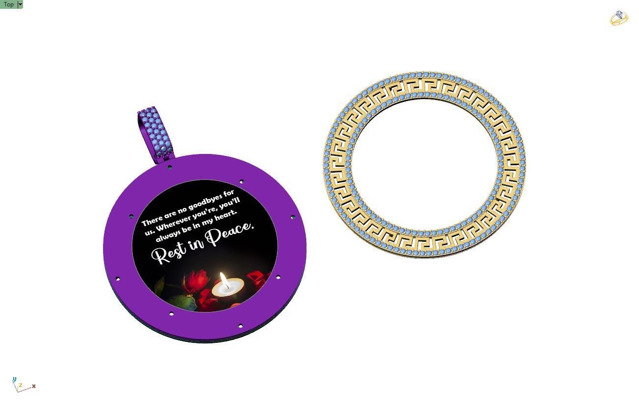 Custom  Picture Pendant  - Memory Picture diamond Necklace   3D print model_12