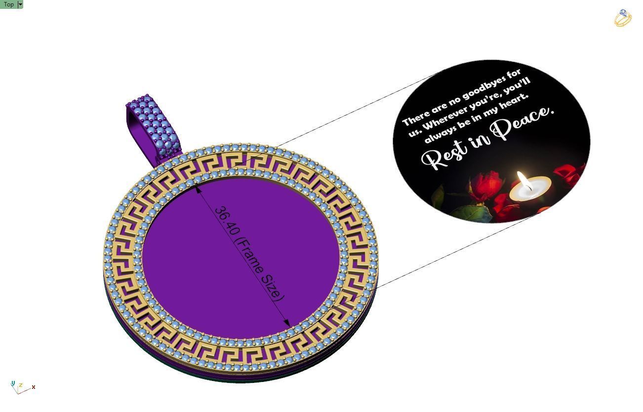 Custom  Picture Pendant  - Memory Picture diamond Necklace   3D print model_9