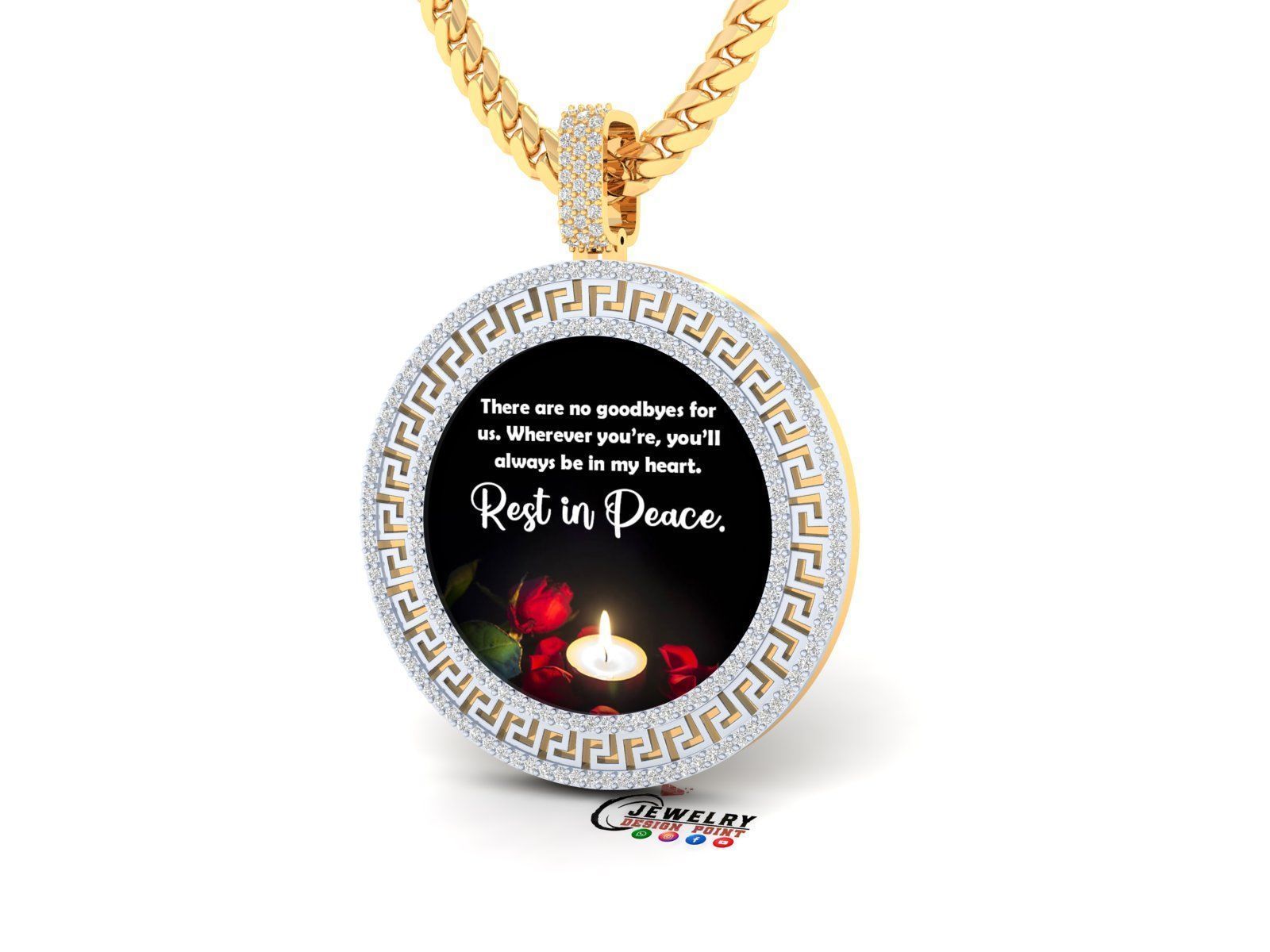 Custom  Picture Pendant  - Memory Picture diamond Necklace   3D print model_2