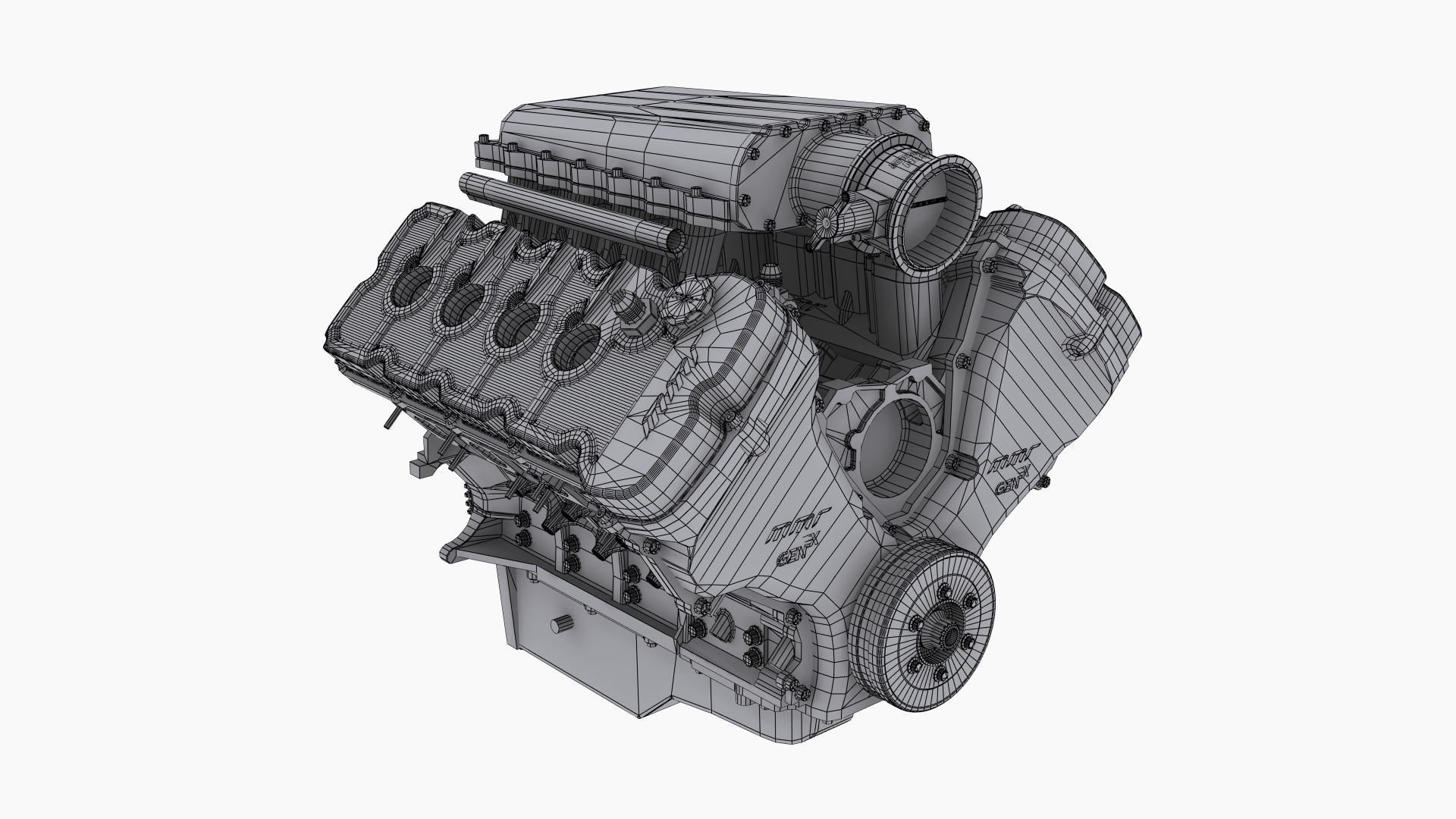 MMR Gen X 351X Billet Coyote engine Low-poly 3D model_11