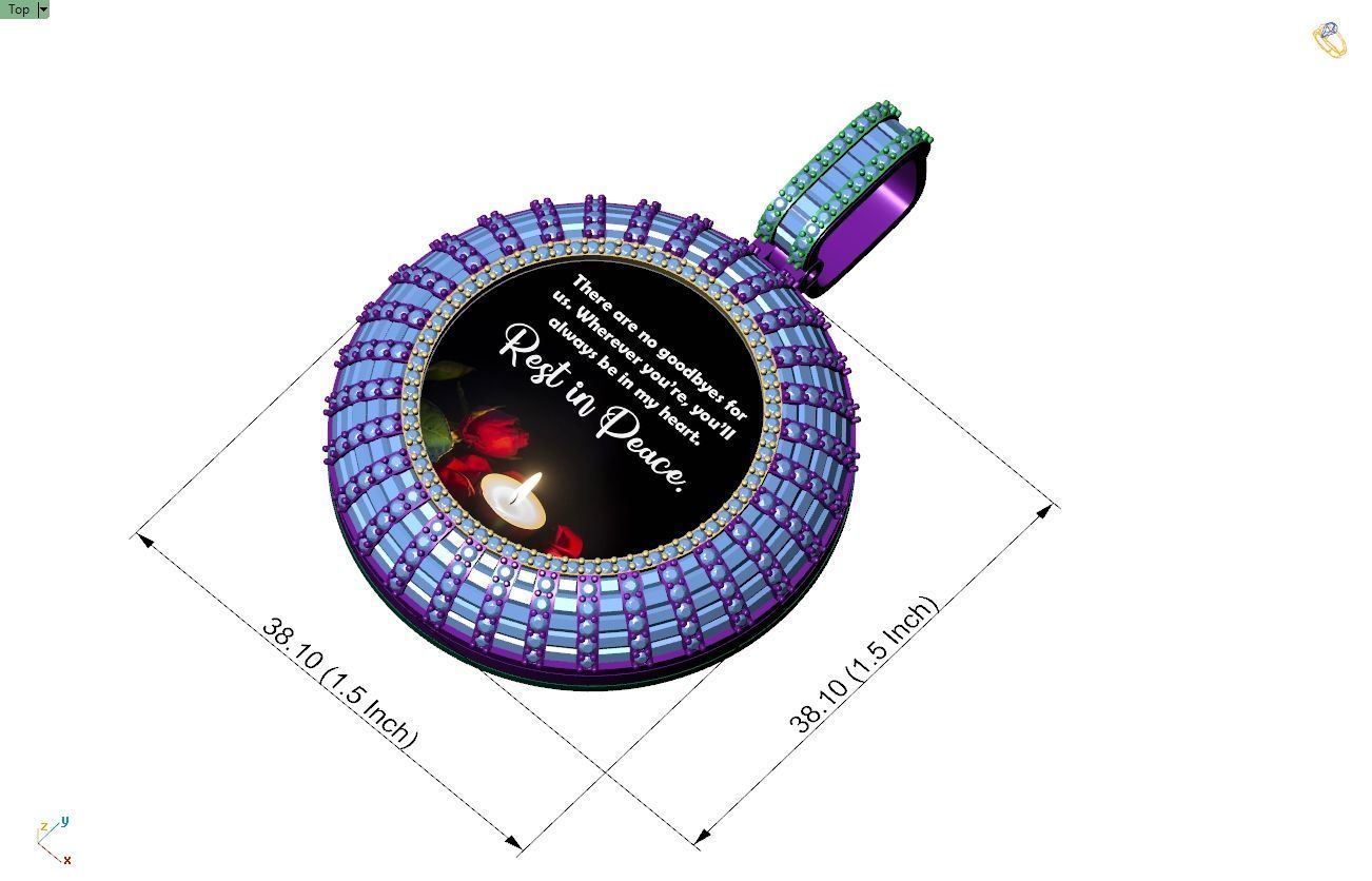 Custom  Picture Pendant  - Memory Picture diamond Necklace   3D print model_4