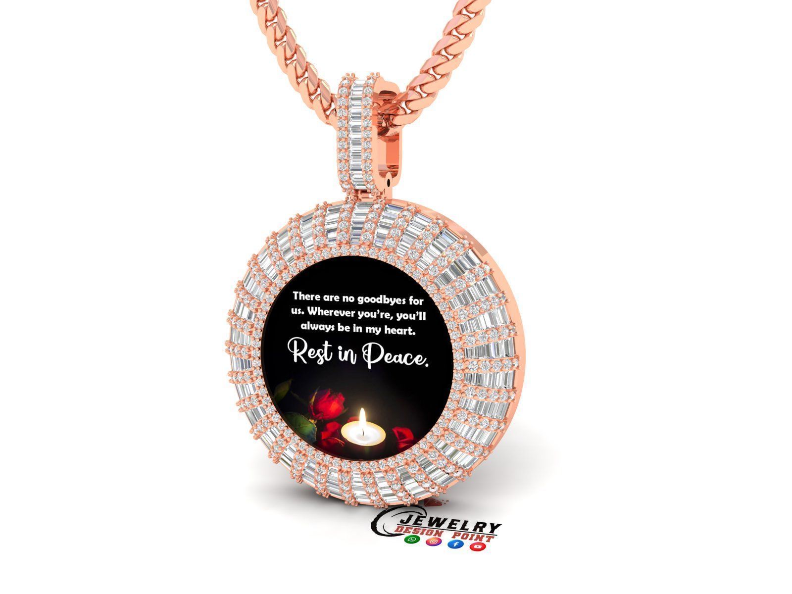 Custom  Picture Pendant  - Memory Picture diamond Necklace   3D print model_2