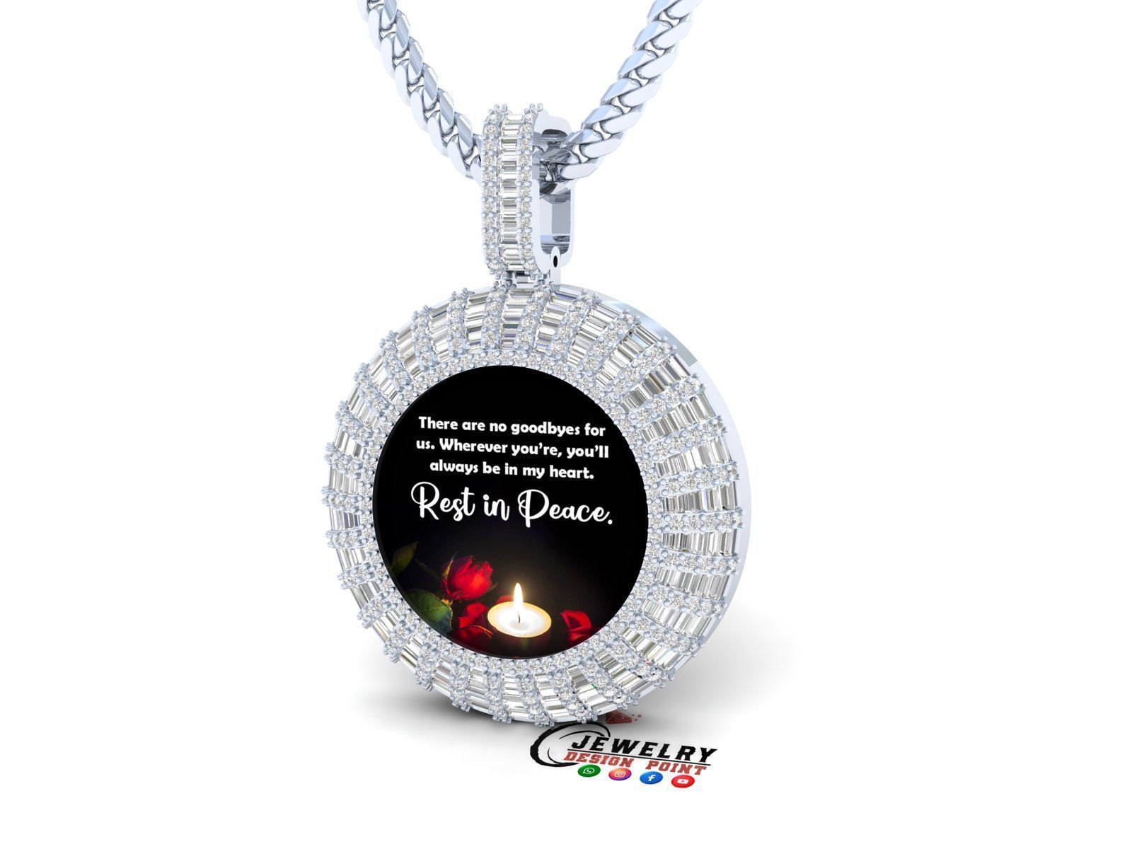 Custom  Picture Pendant  - Memory Picture diamond Necklace   3D print model_3