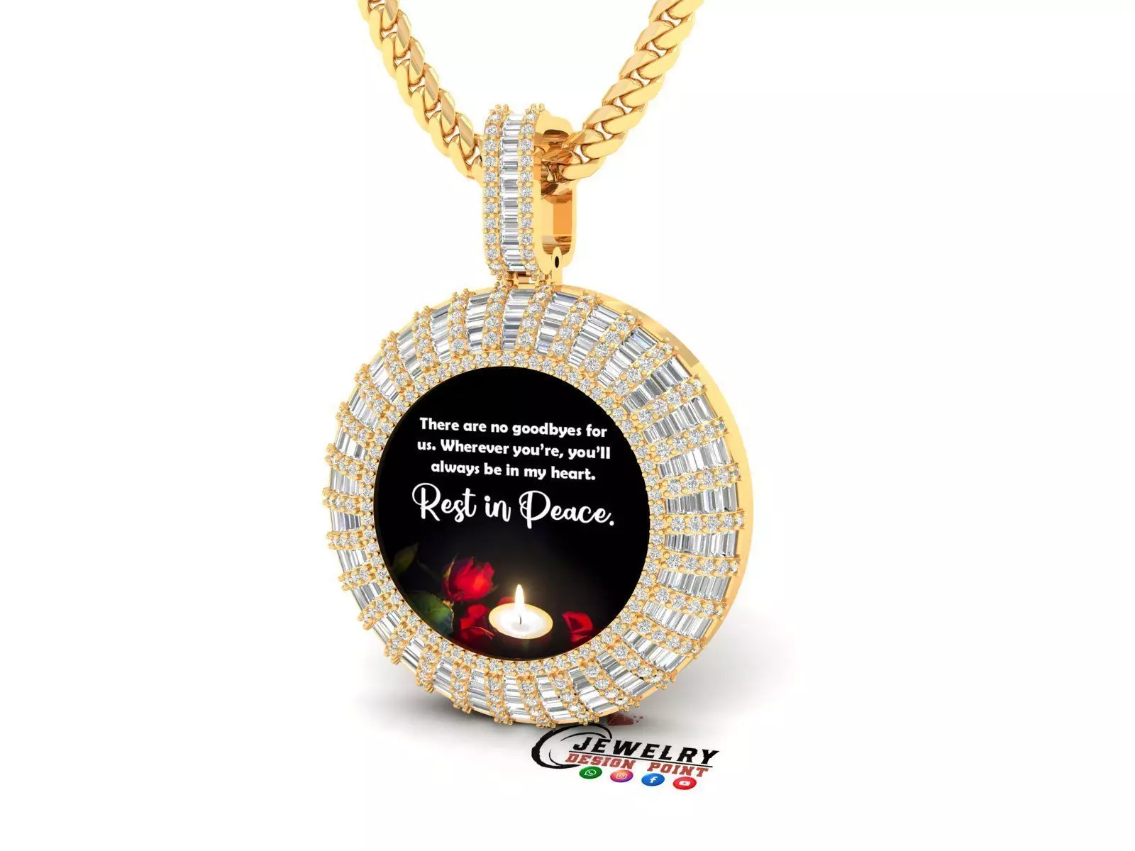 Custom  Picture Pendant  - Memory Picture diamond Necklace   3D print model_0