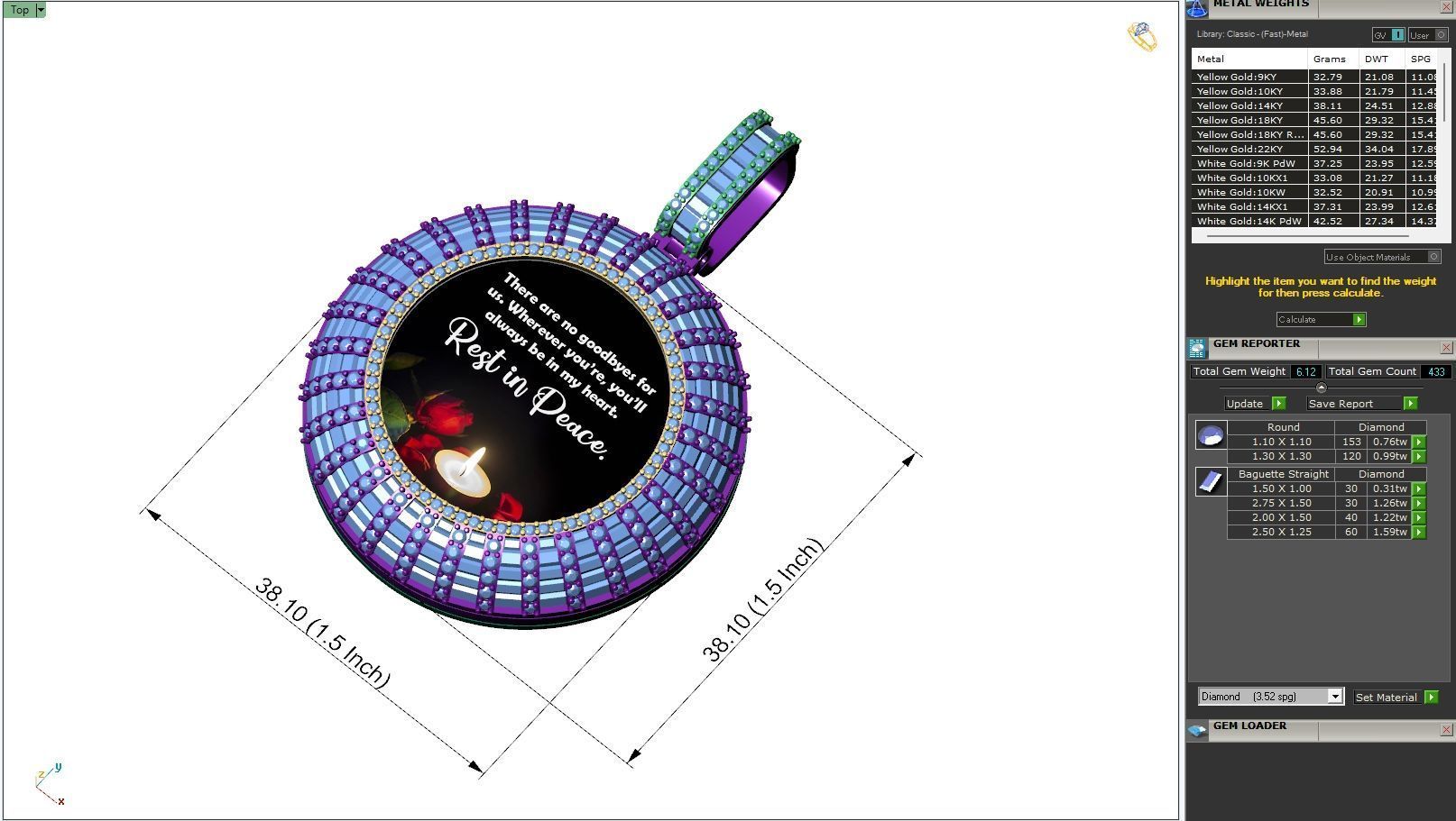 Custom  Picture Pendant  - Memory Picture diamond Necklace   3D print model_6