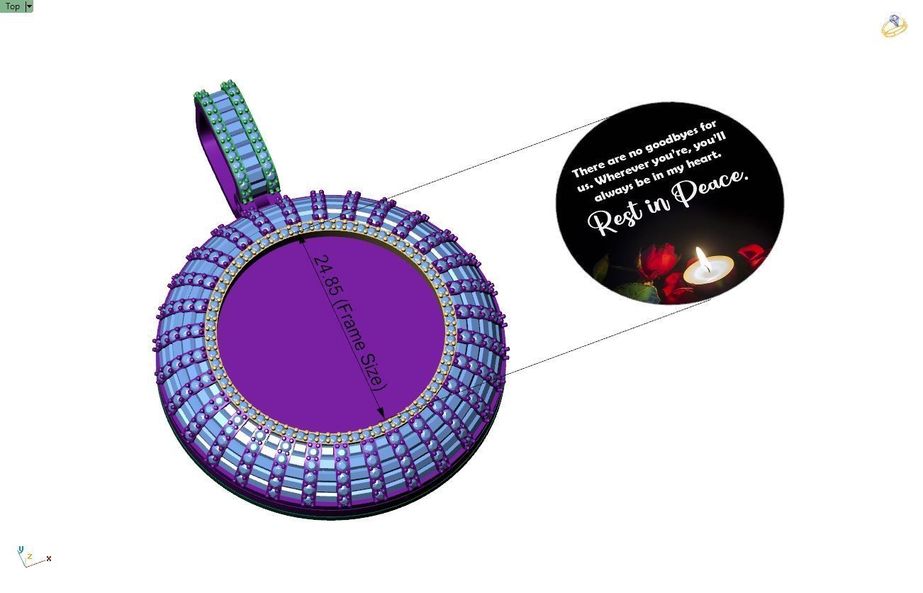 Custom  Picture Pendant  - Memory Picture diamond Necklace   3D print model_9