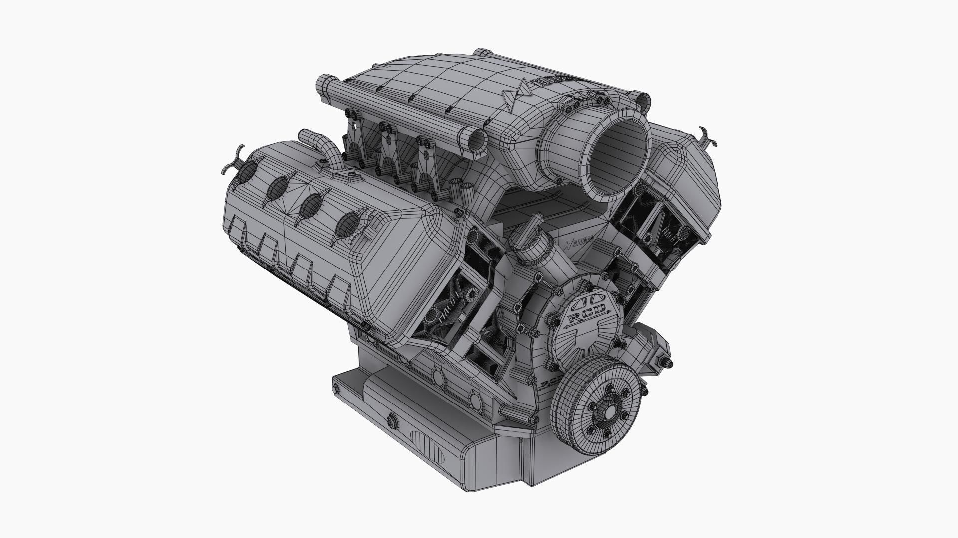 Noonan HEMI 4-8 billet engine Low-poly 3D model_12