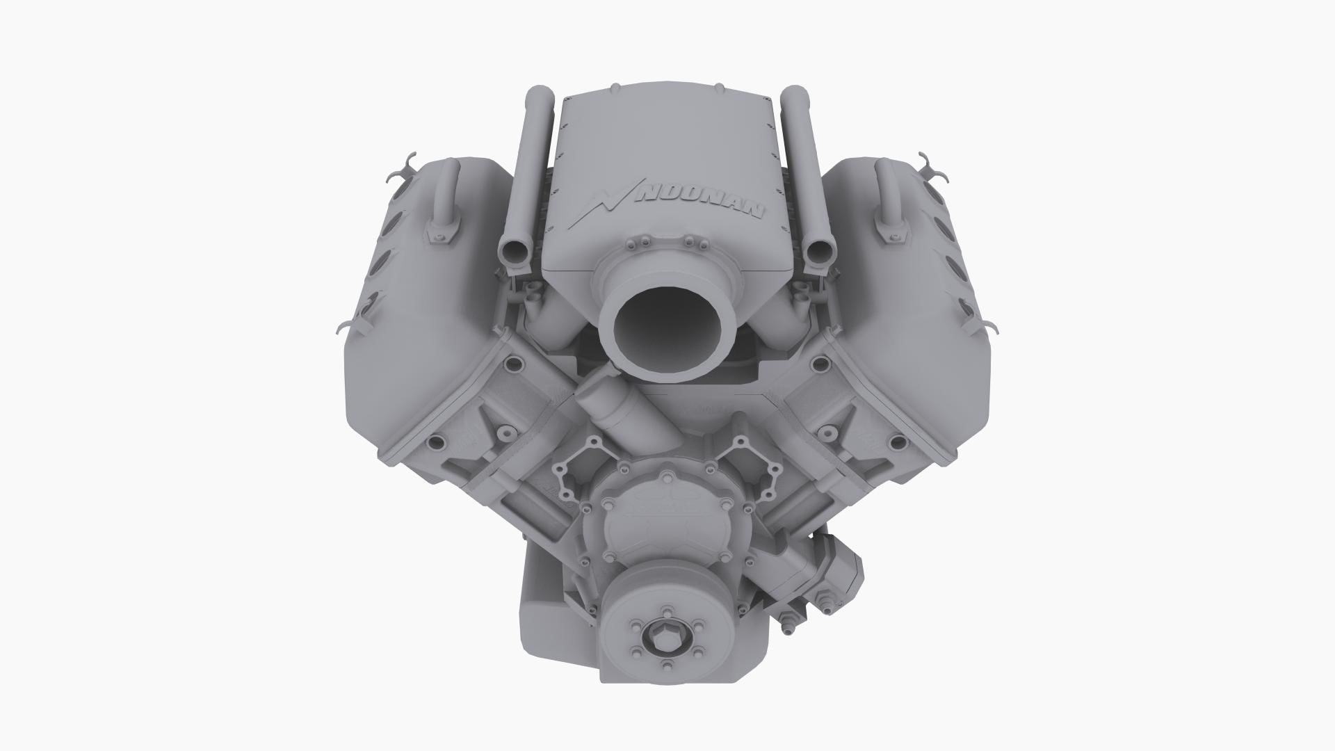 Noonan HEMI 4-8 billet engine Low-poly 3D model_9