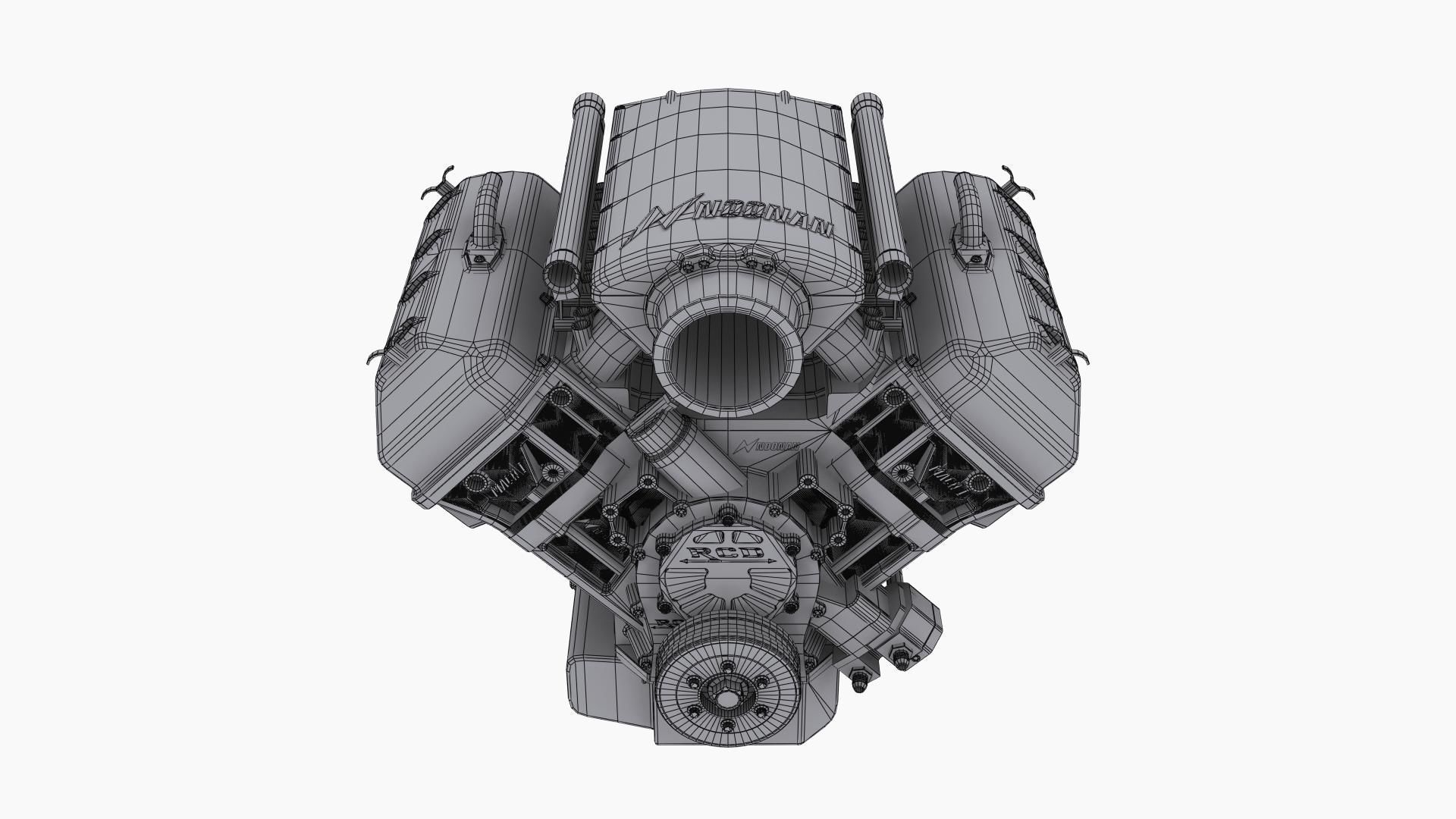 Noonan HEMI 4-8 billet engine Low-poly 3D model_13