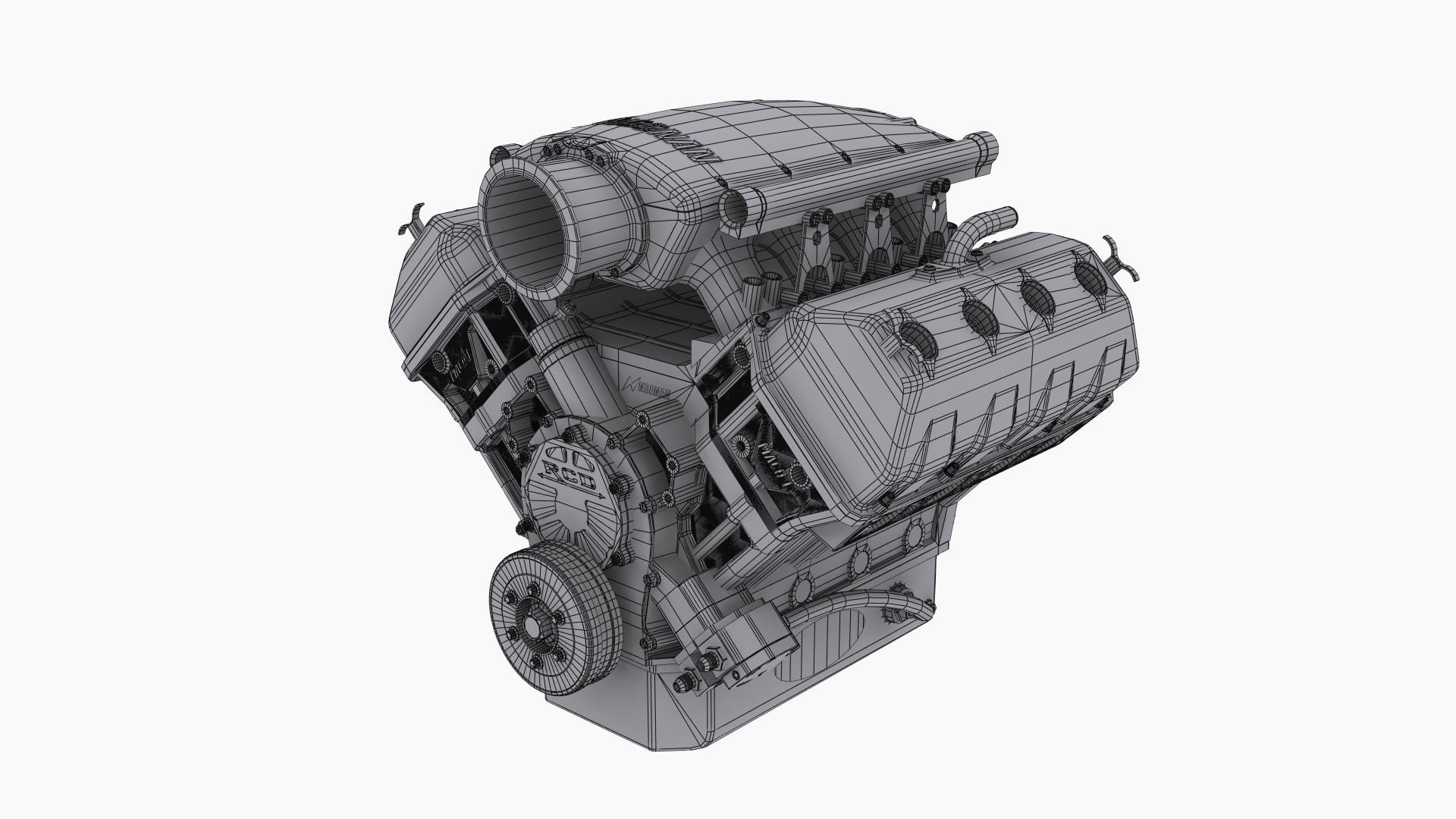 Noonan HEMI 4-8 billet engine Low-poly 3D model_14