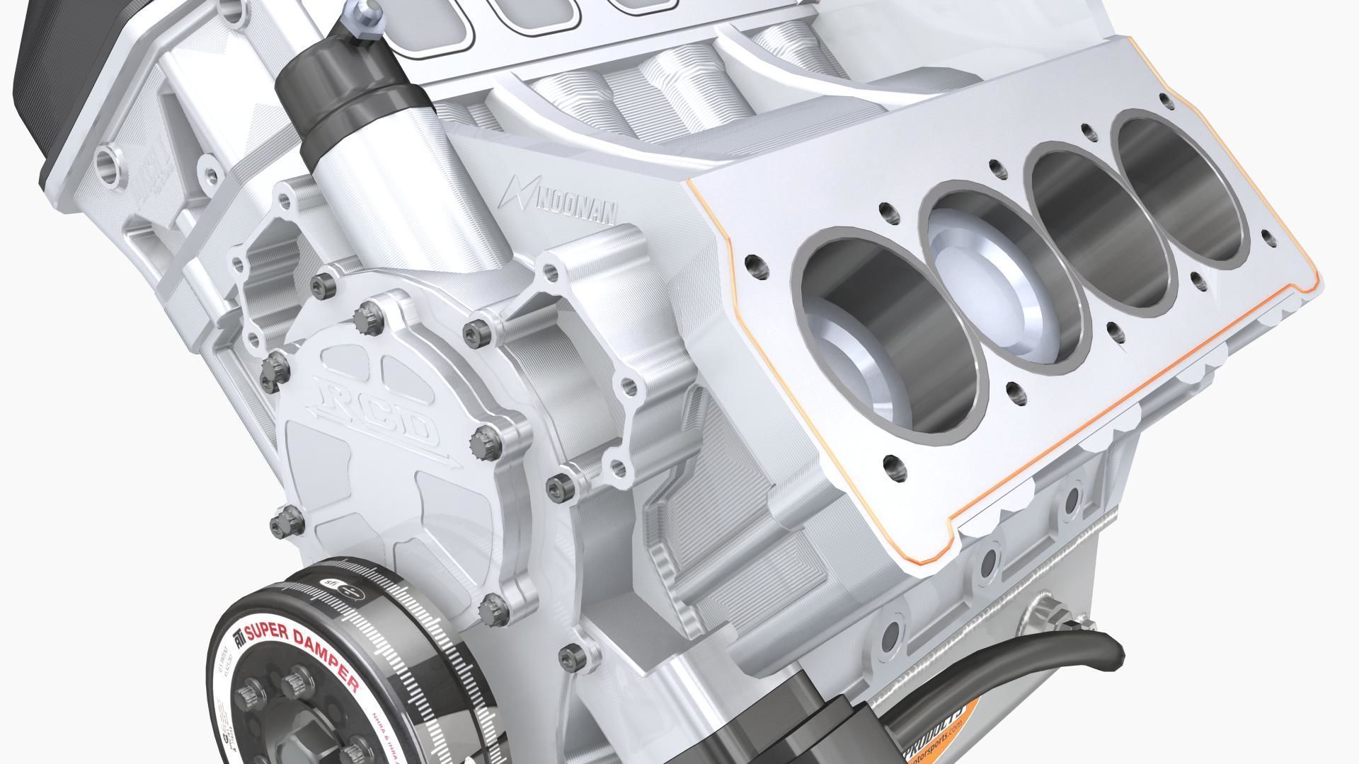 Noonan HEMI 4-8 billet engine Low-poly 3D model_7