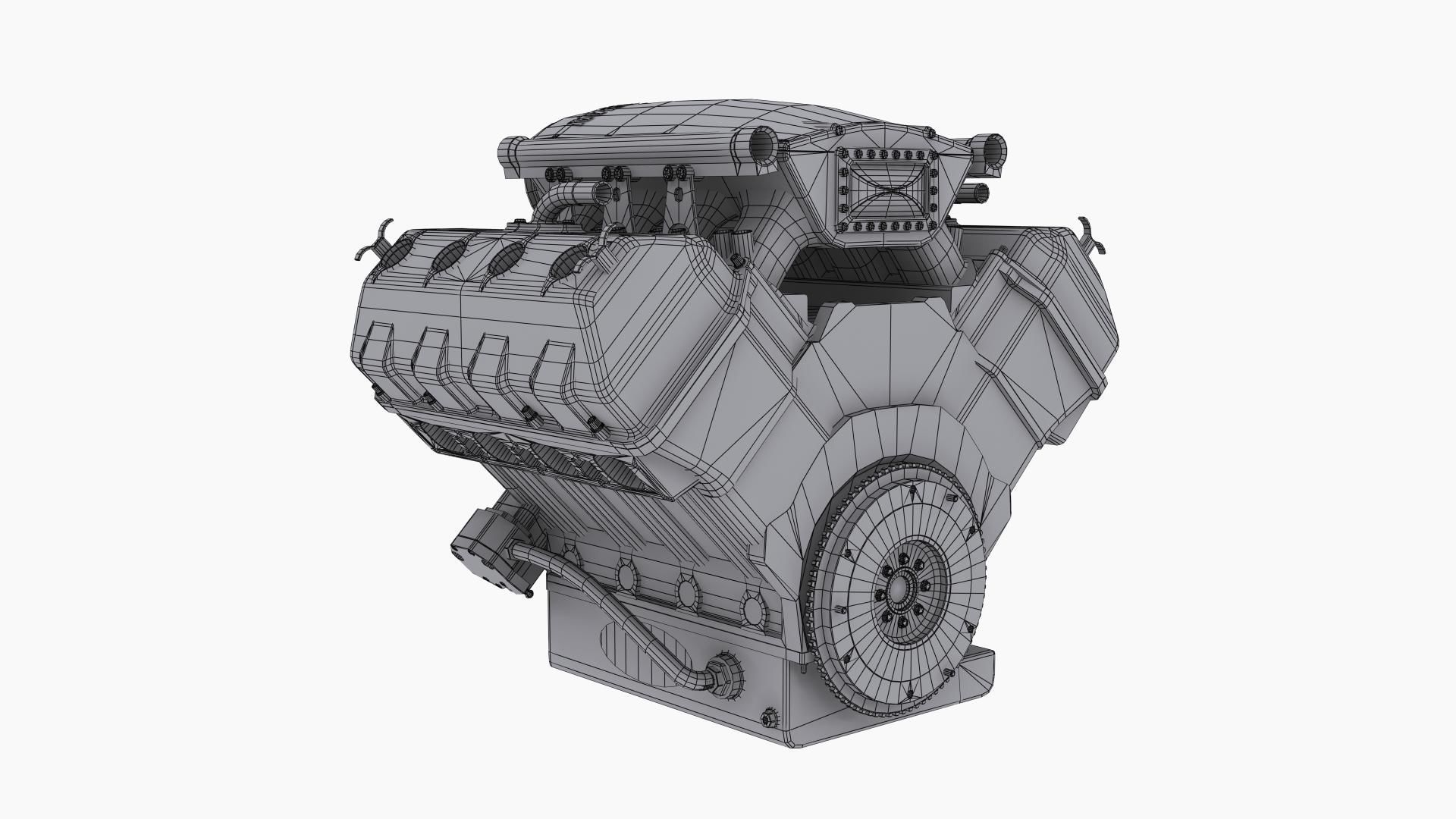 Noonan HEMI 4-8 billet engine Low-poly 3D model_15