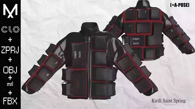 Jacket Male Marvelous designer Clo3d OBJ mtl FBX ZPRJ