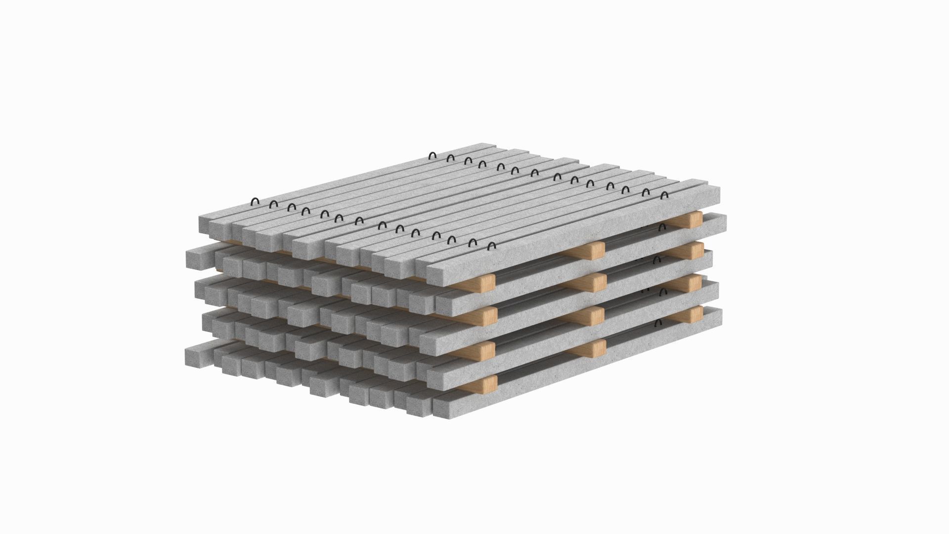 Concrete Slabs On Wood Planks 3D model_2