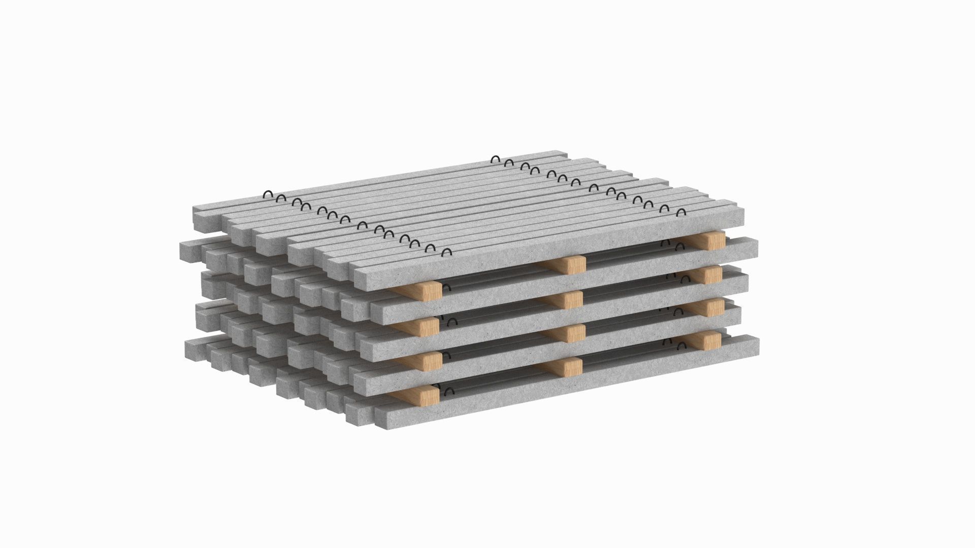 Concrete Slabs On Wood Planks 3D model_3