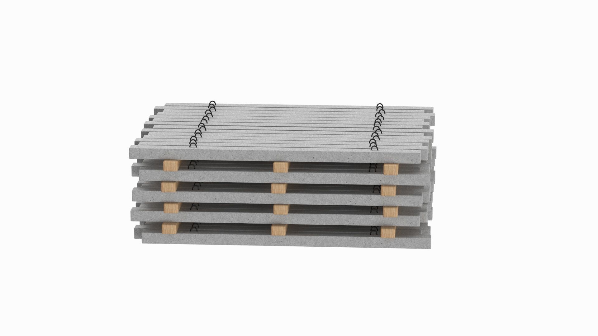 Concrete Slabs On Wood Planks 3D model_5