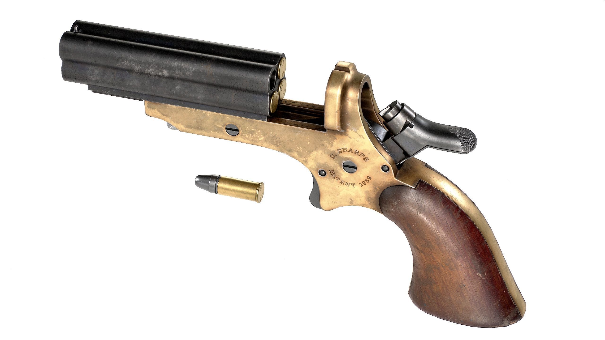 PBR Sharps Pepperbox Derringer Low-poly 3D model_2