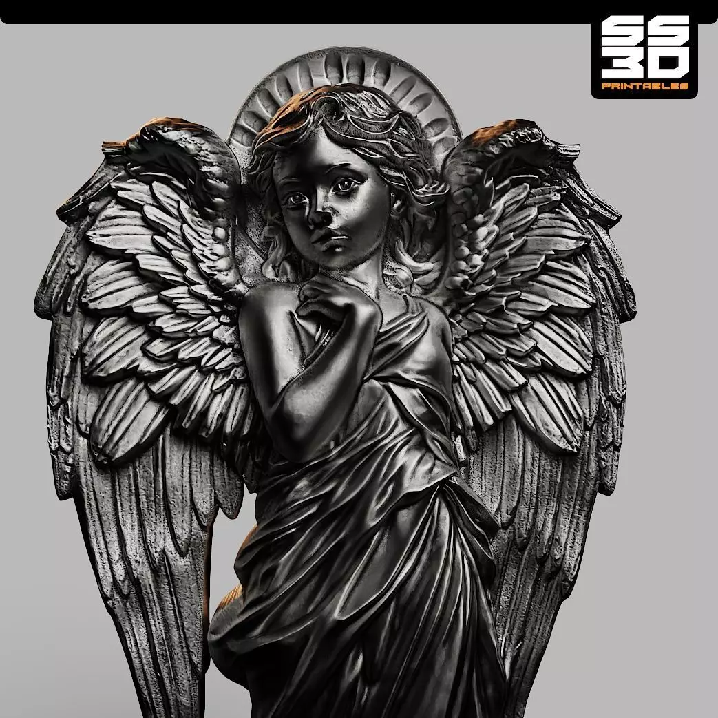 Angel 3D cnc Bas Relief STL File- Baby 3D print model_1