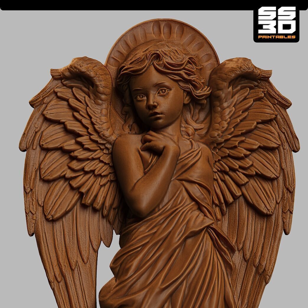 Angel 3D cnc Bas Relief STL File- Baby 3D print model_4