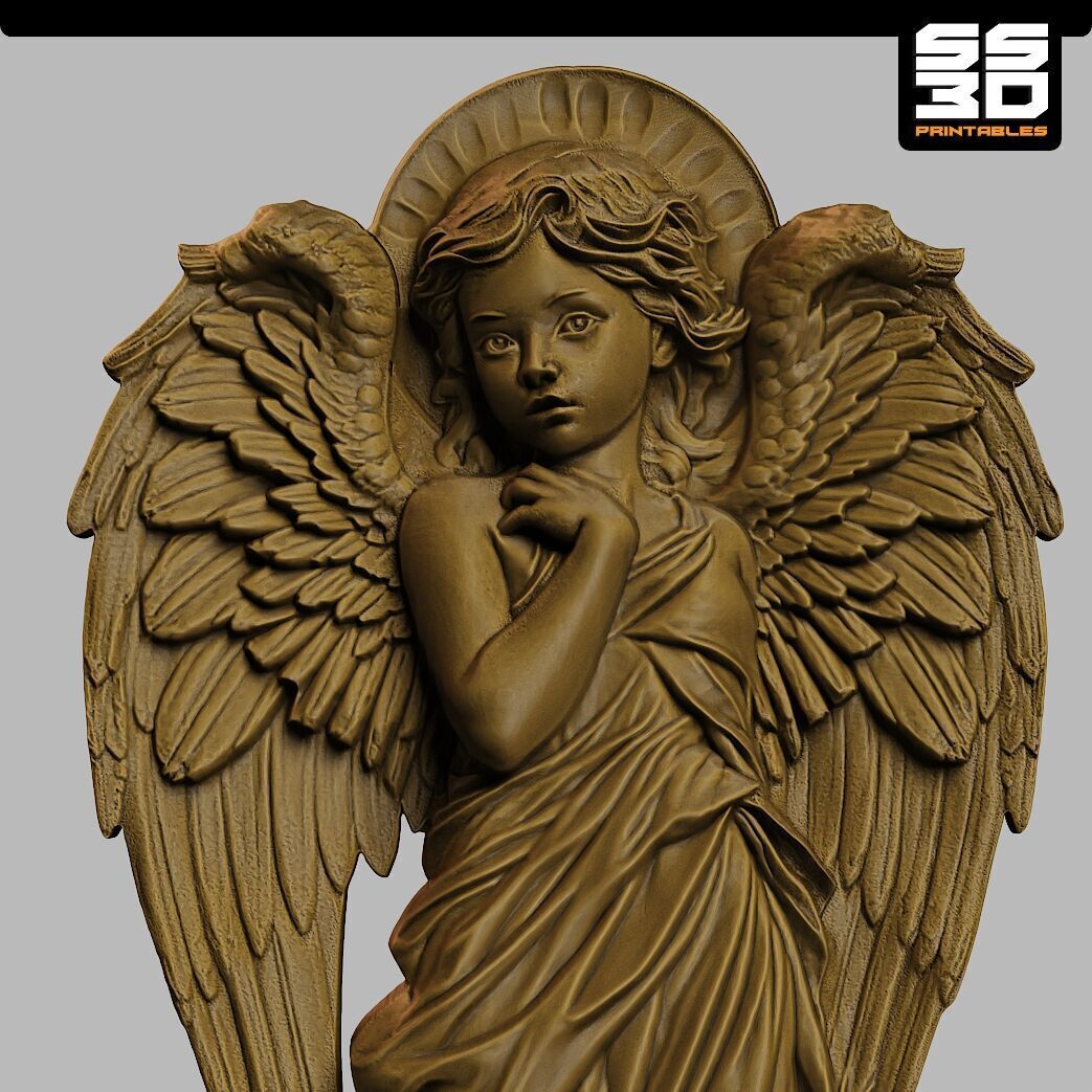Angel 3D cnc Bas Relief STL File- Baby 3D print model_5