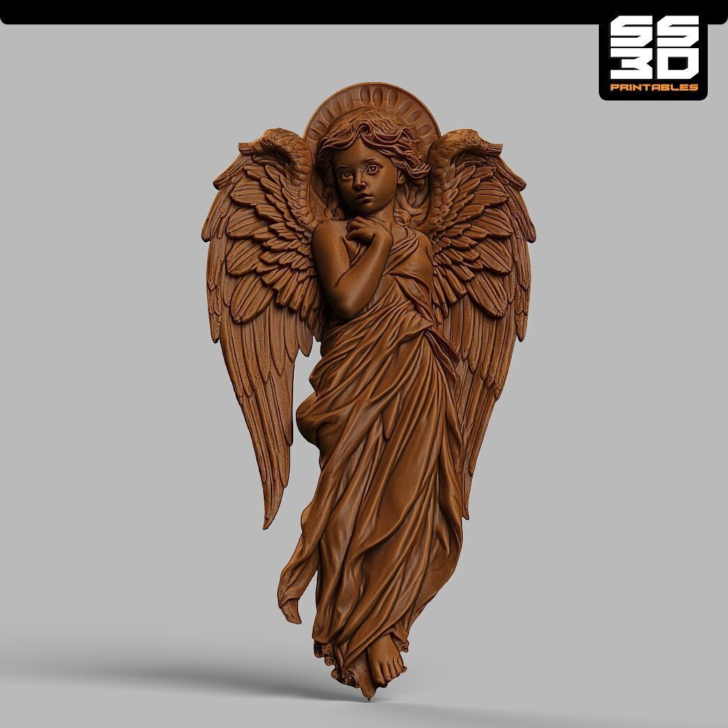 Angel 3D cnc Bas Relief STL File- Baby 3D print model_3