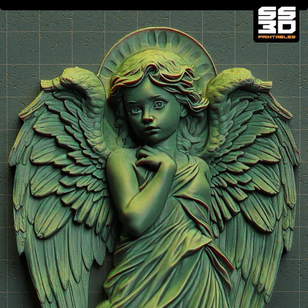 Angel 3D cnc Bas Relief STL File- Baby 3D print model_2