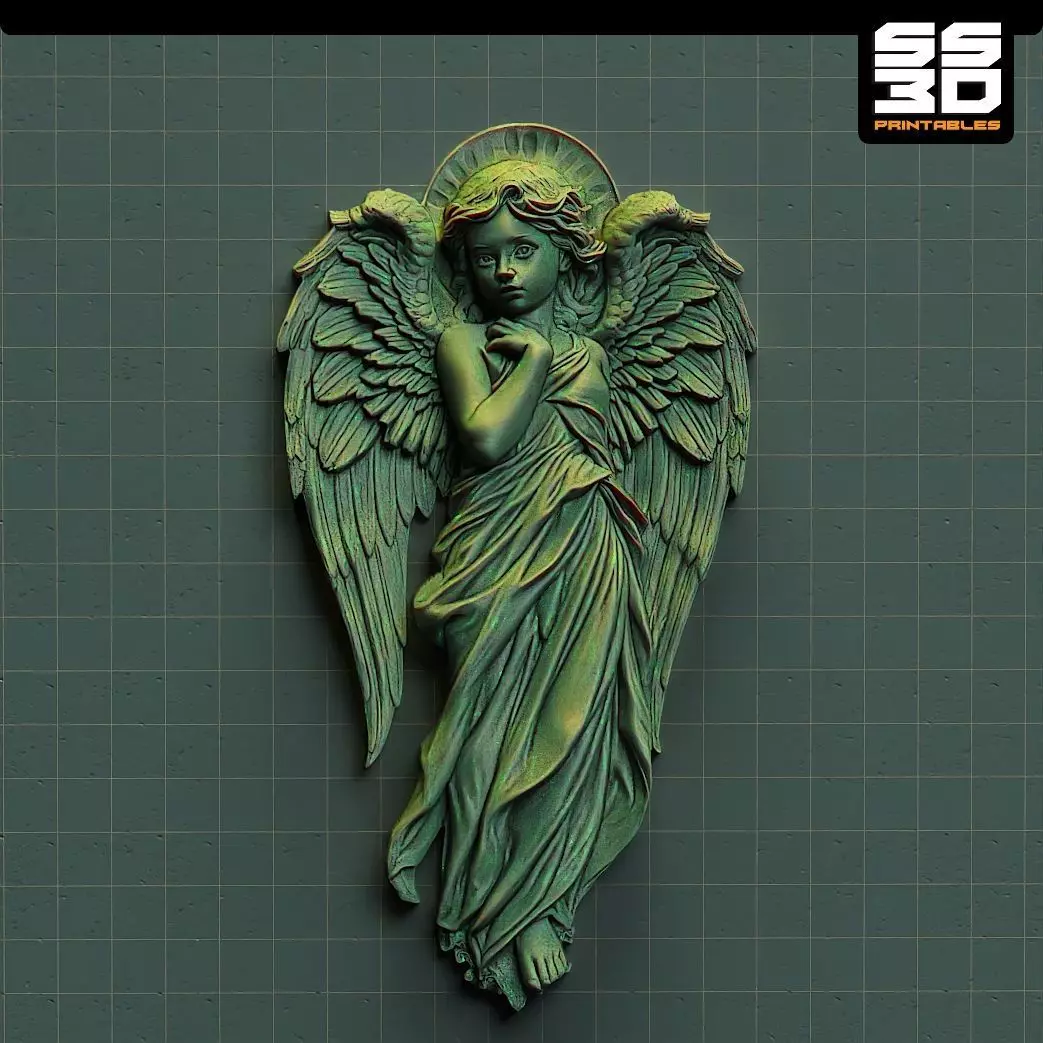 Angel 3D cnc Bas Relief STL File- Baby 3D print model_0