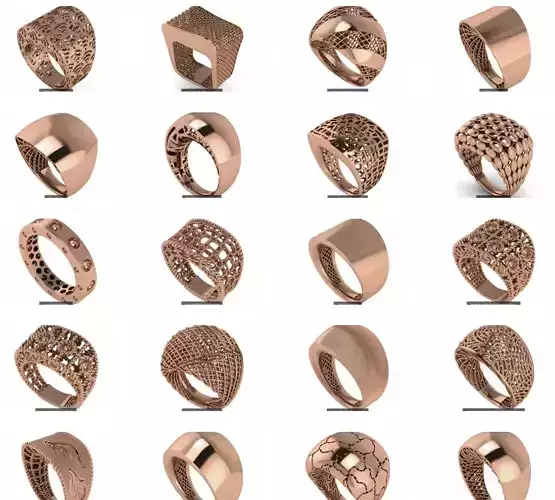 225 Plain gold rings 3dm stl render details 3D Model Collection