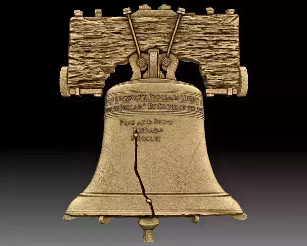 Liberty bell coin or medal bas-relief CNC STL 3D print model
