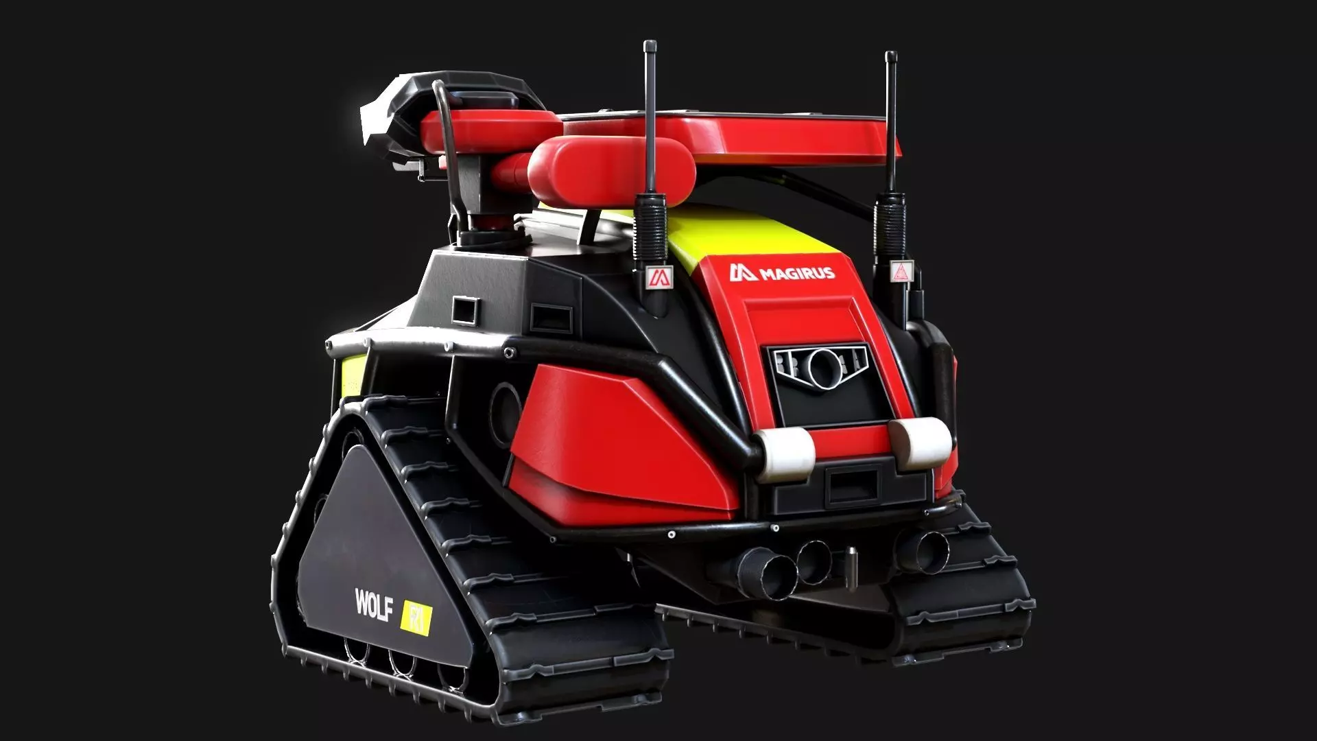 Magirus Wolf R1 Firefighting Fire Robot  vehicle  Low-poly 3D model_0