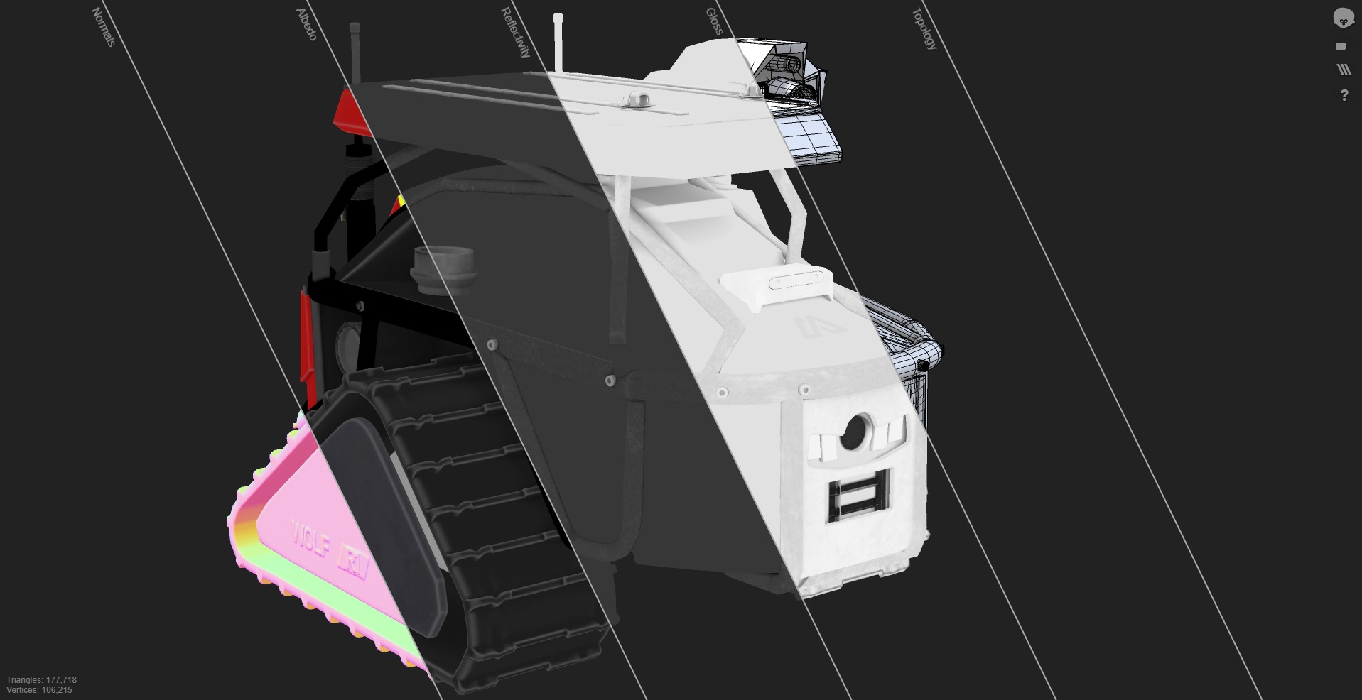 Magirus Wolf R1 Firefighting Fire Robot  vehicle  Low-poly 3D model_9