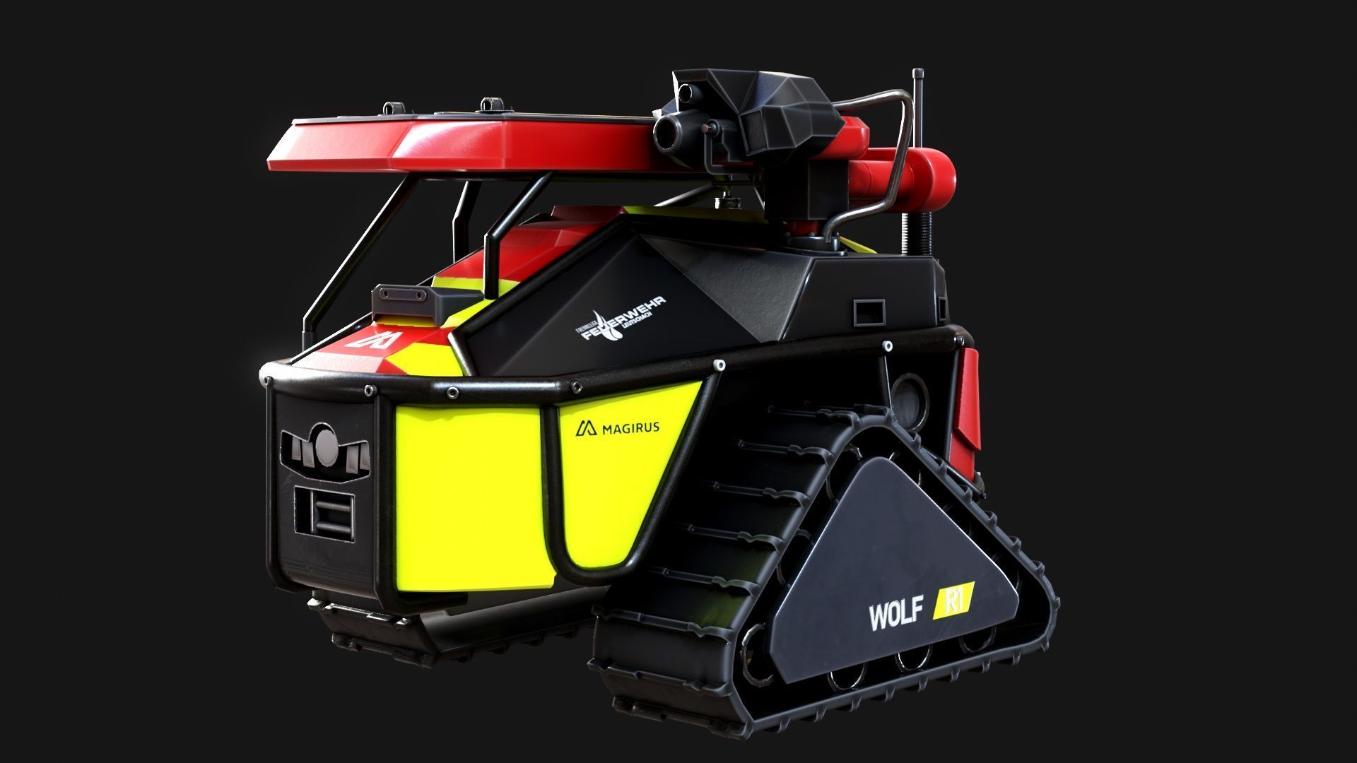 Magirus Wolf R1 Firefighting Fire Robot  vehicle  Low-poly 3D model_4