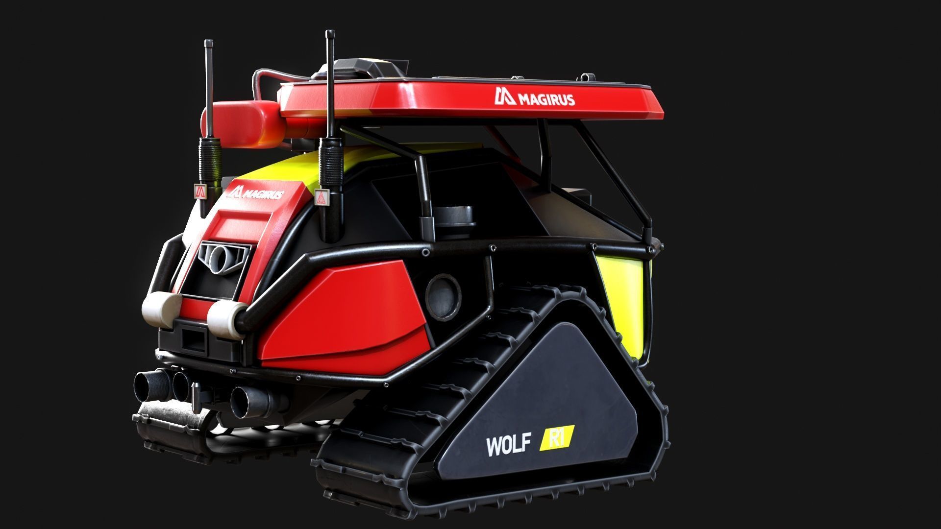 Magirus Wolf R1 Firefighting Fire Robot  vehicle  Low-poly 3D model_20