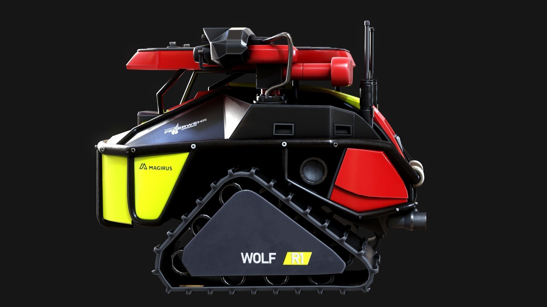 Magirus Wolf R1 Firefighting Fire Robot  vehicle  Low-poly 3D model_6
