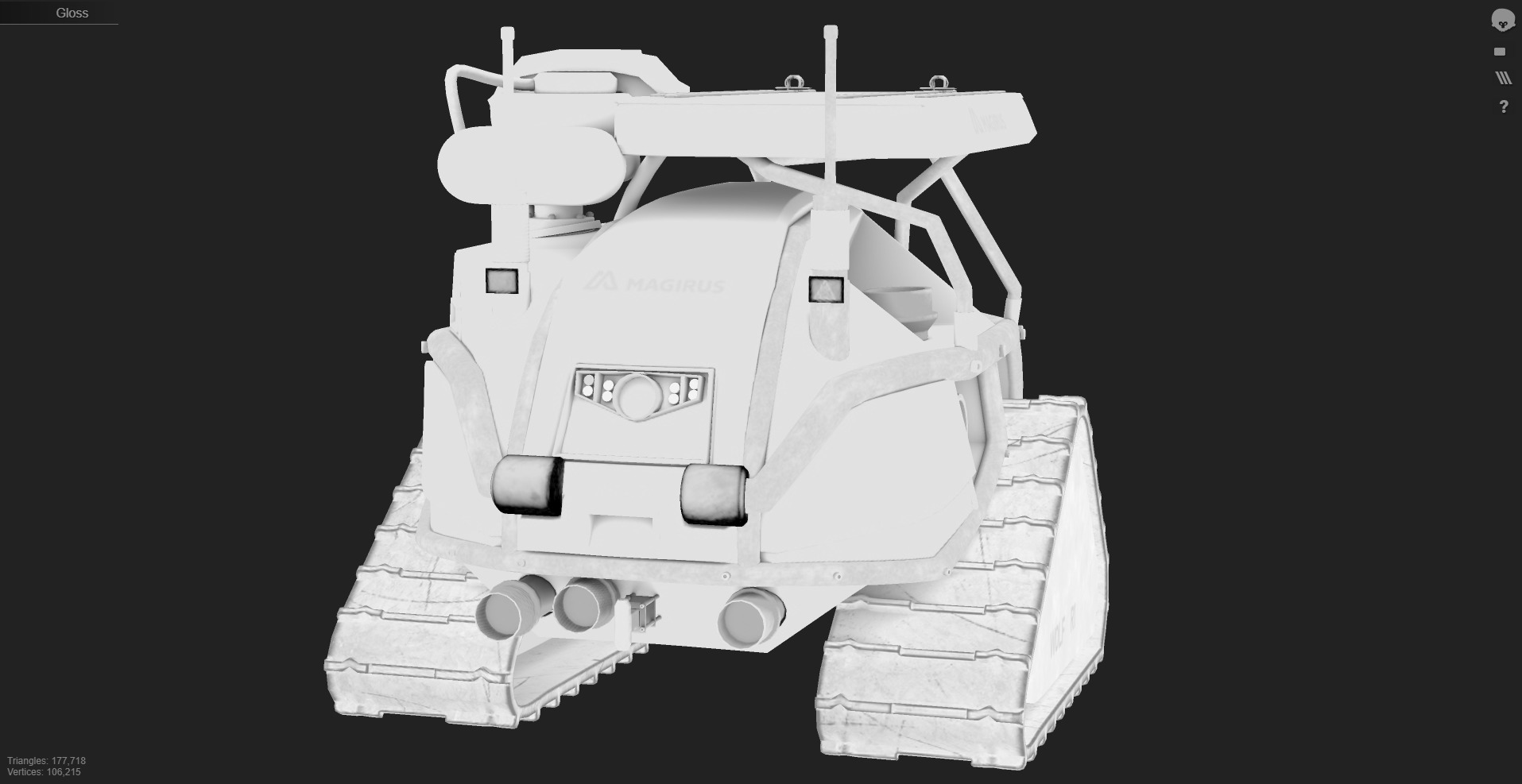 Magirus Wolf R1 Firefighting Fire Robot  vehicle  Low-poly 3D model_11