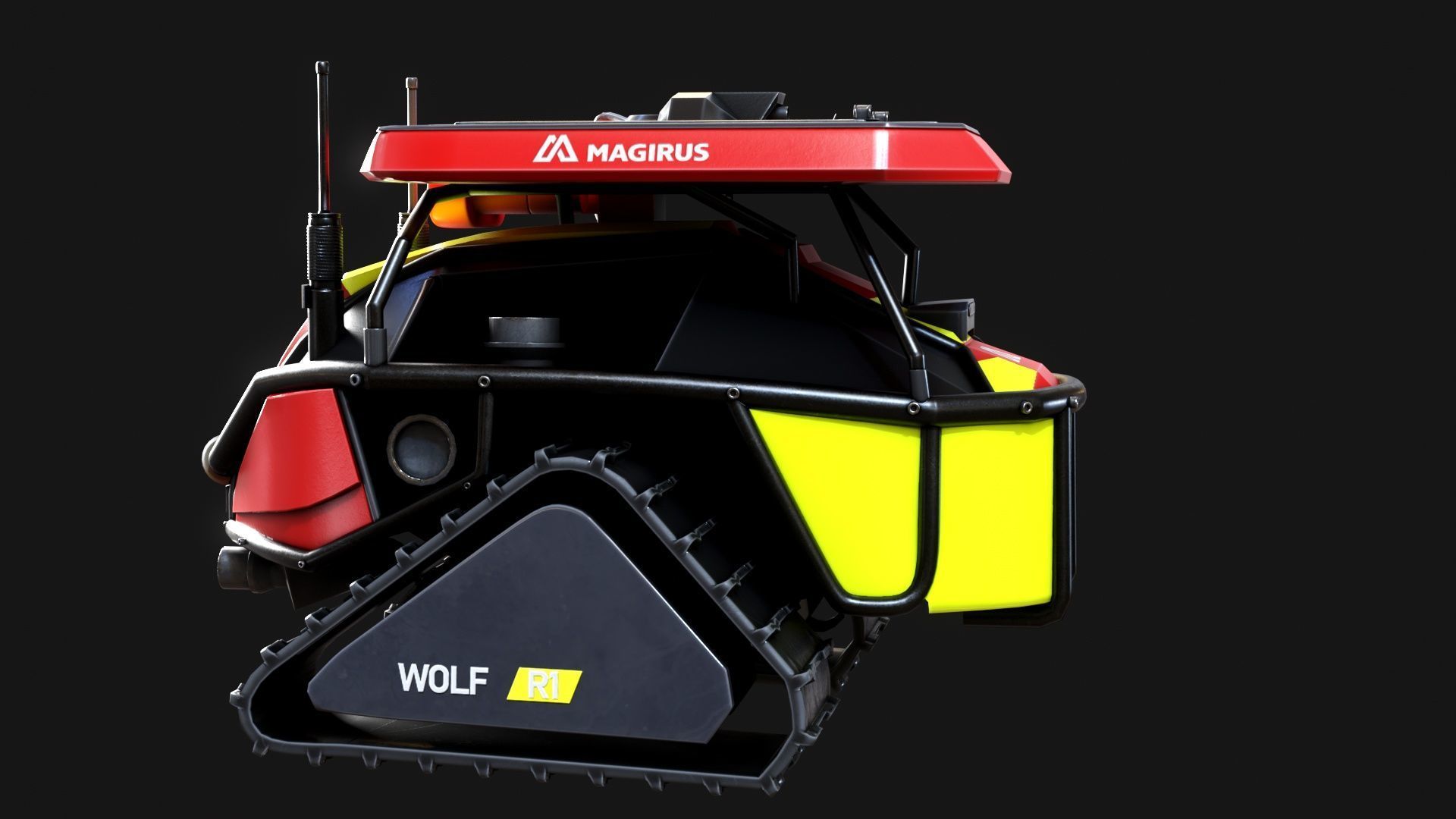 Magirus Wolf R1 Firefighting Fire Robot  vehicle  Low-poly 3D model_5