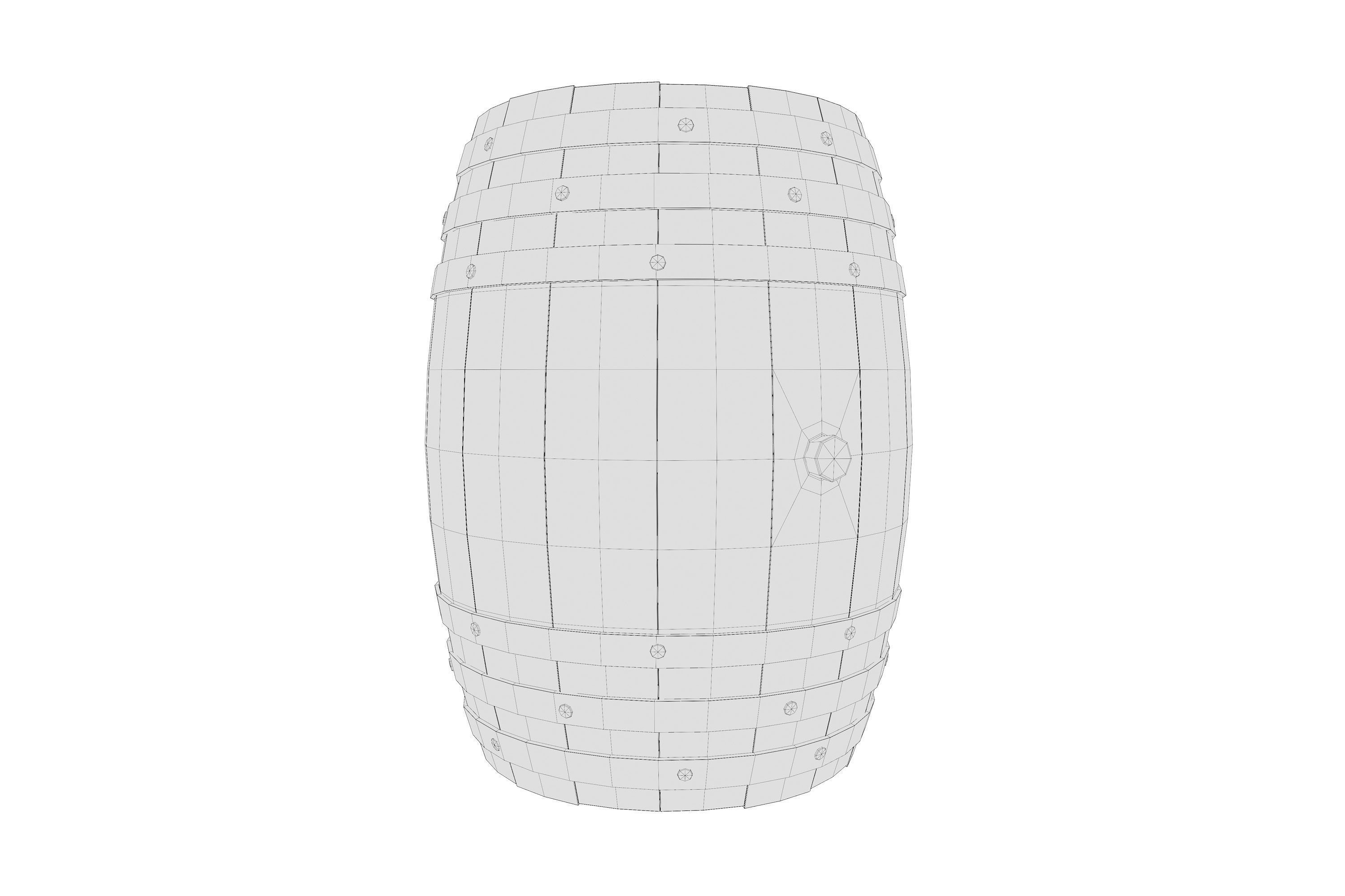 Wooden BARREL 3D model_6
