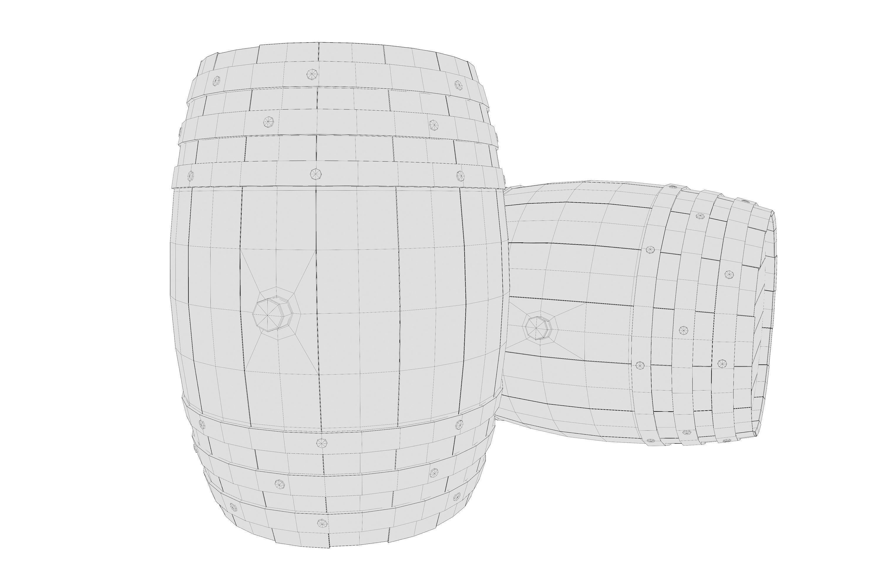 Wooden BARREL 3D model_7