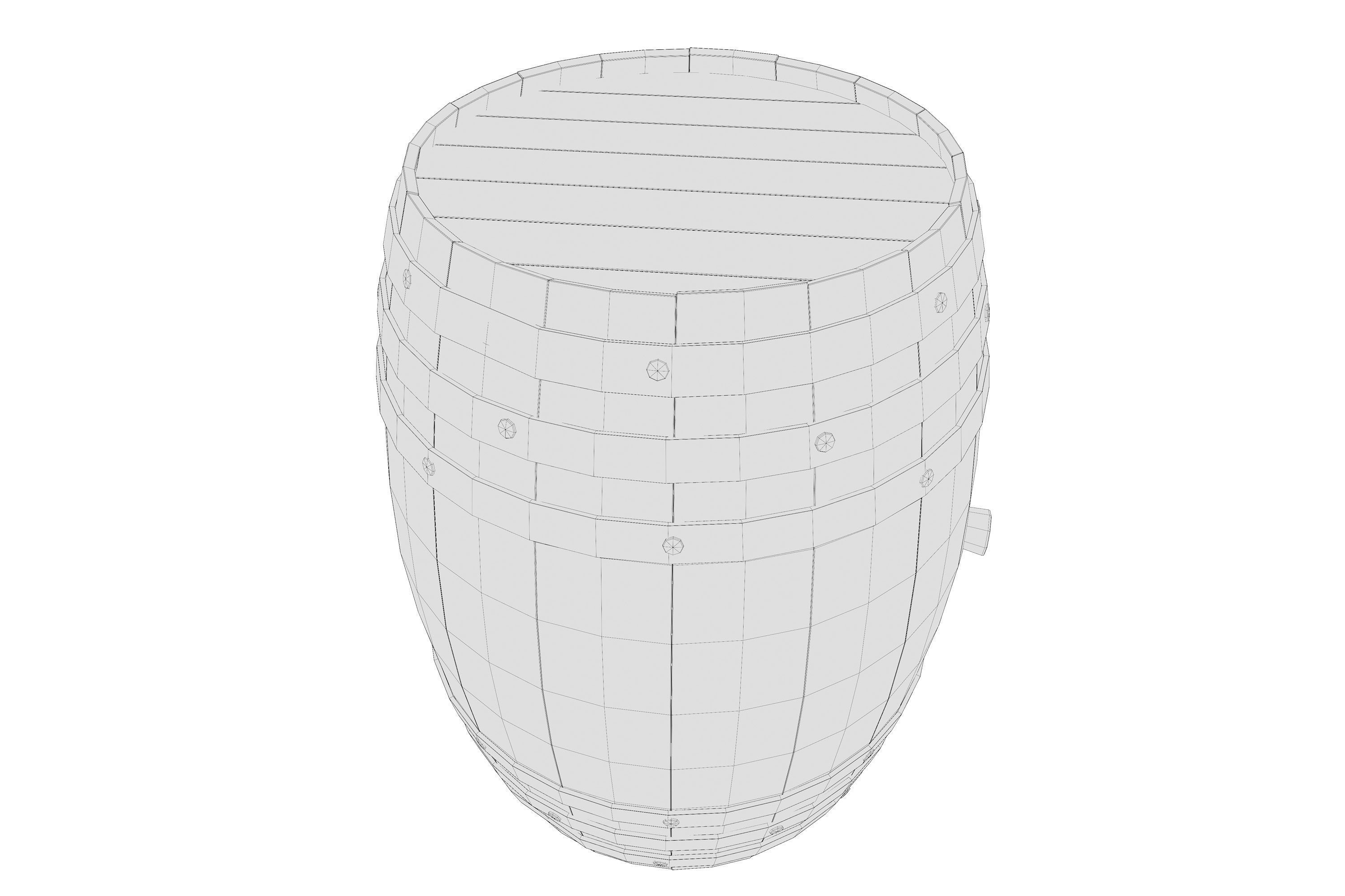 Wooden BARREL 3D model_8